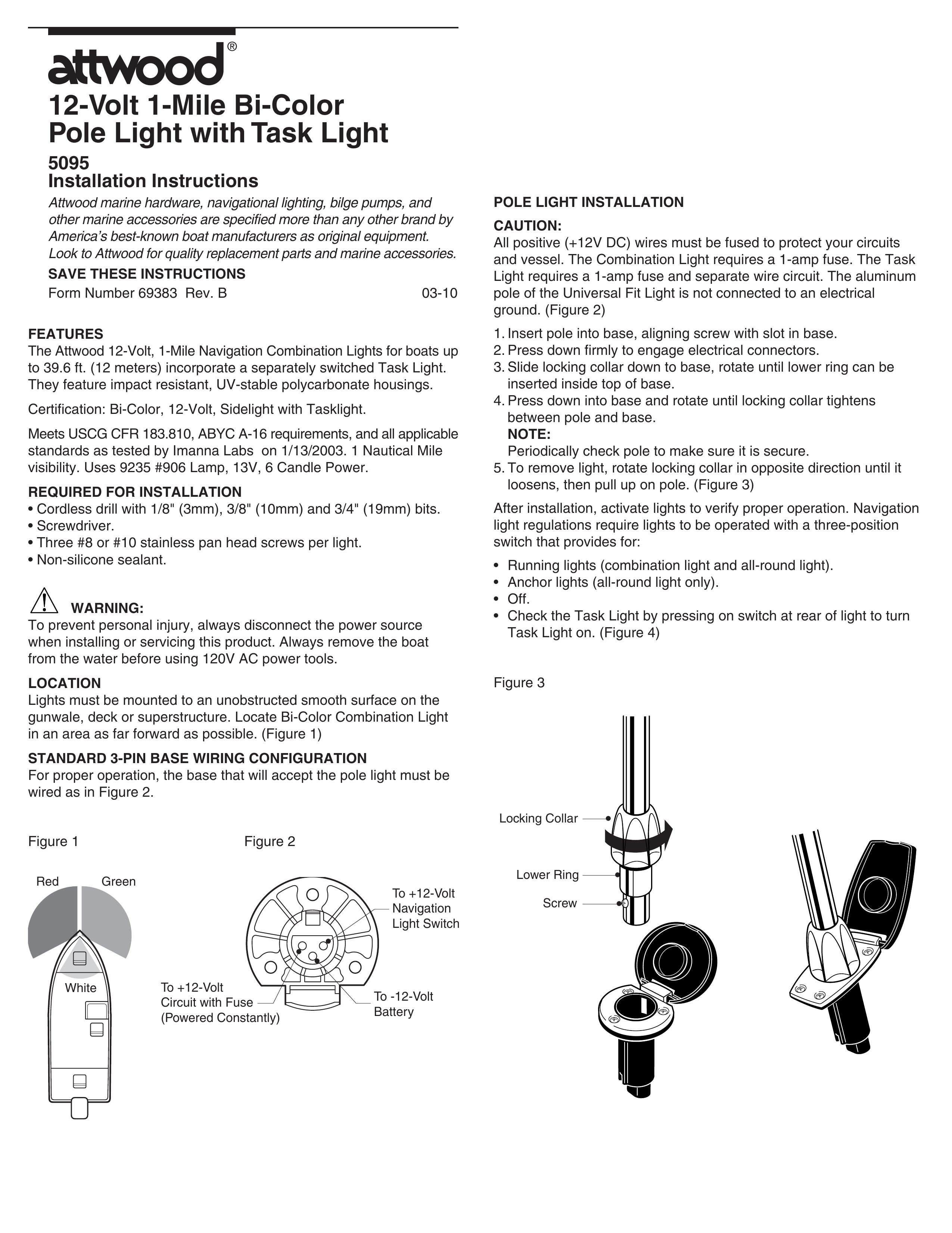 Attwood 5095 Marine Lighting User Manual