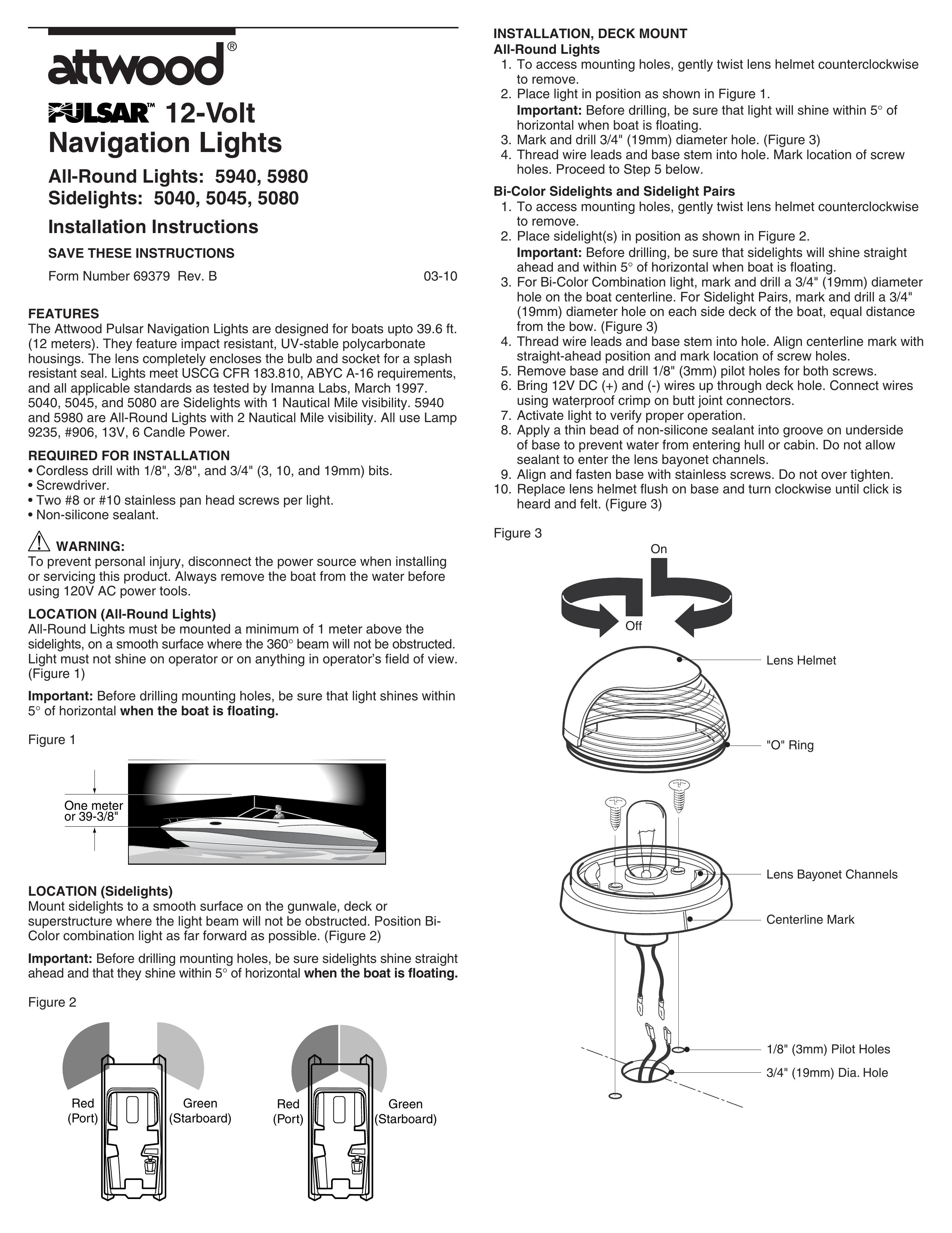 Attwood 5940 Marine Lighting User Manual
