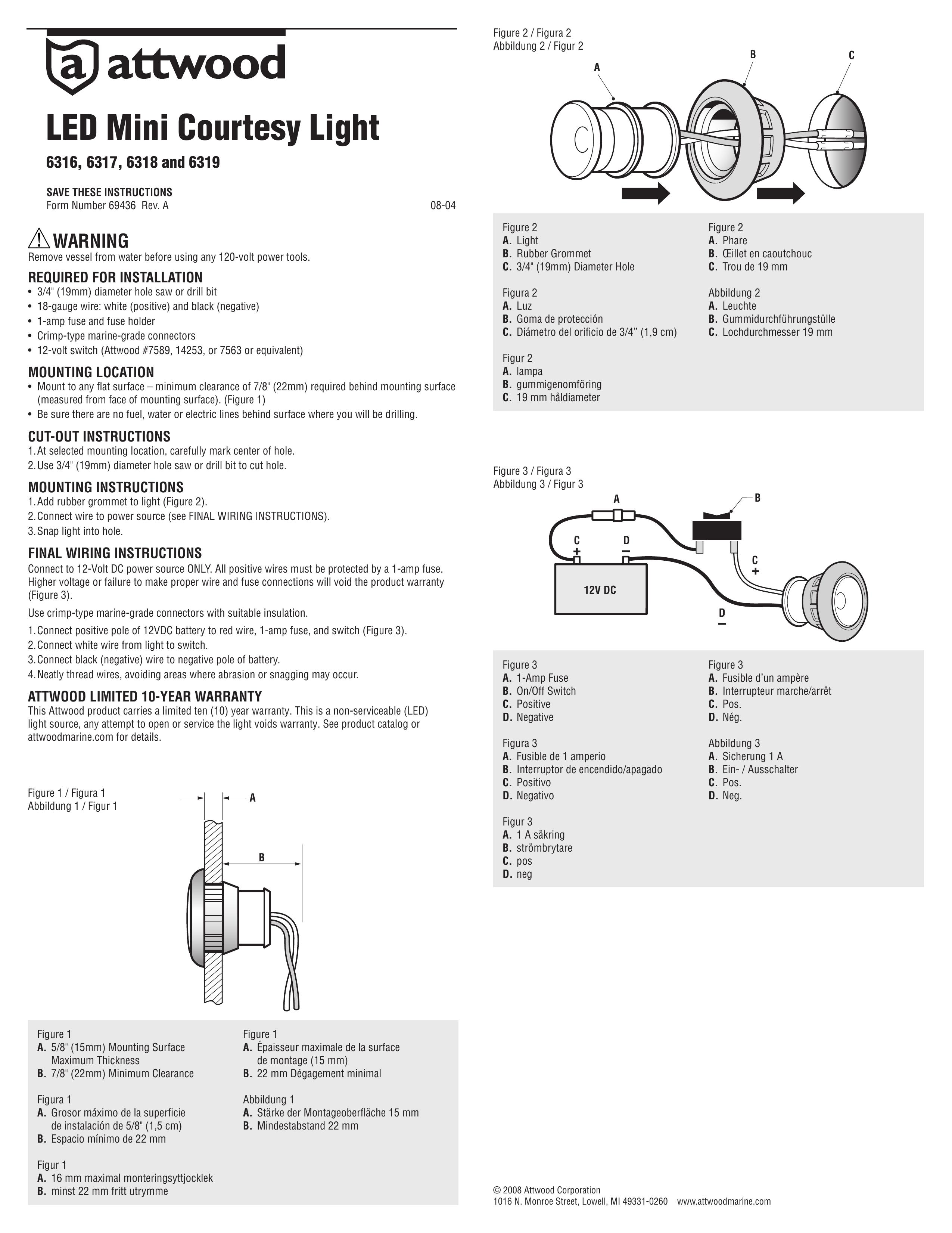 Attwood 6319 Marine Lighting User Manual