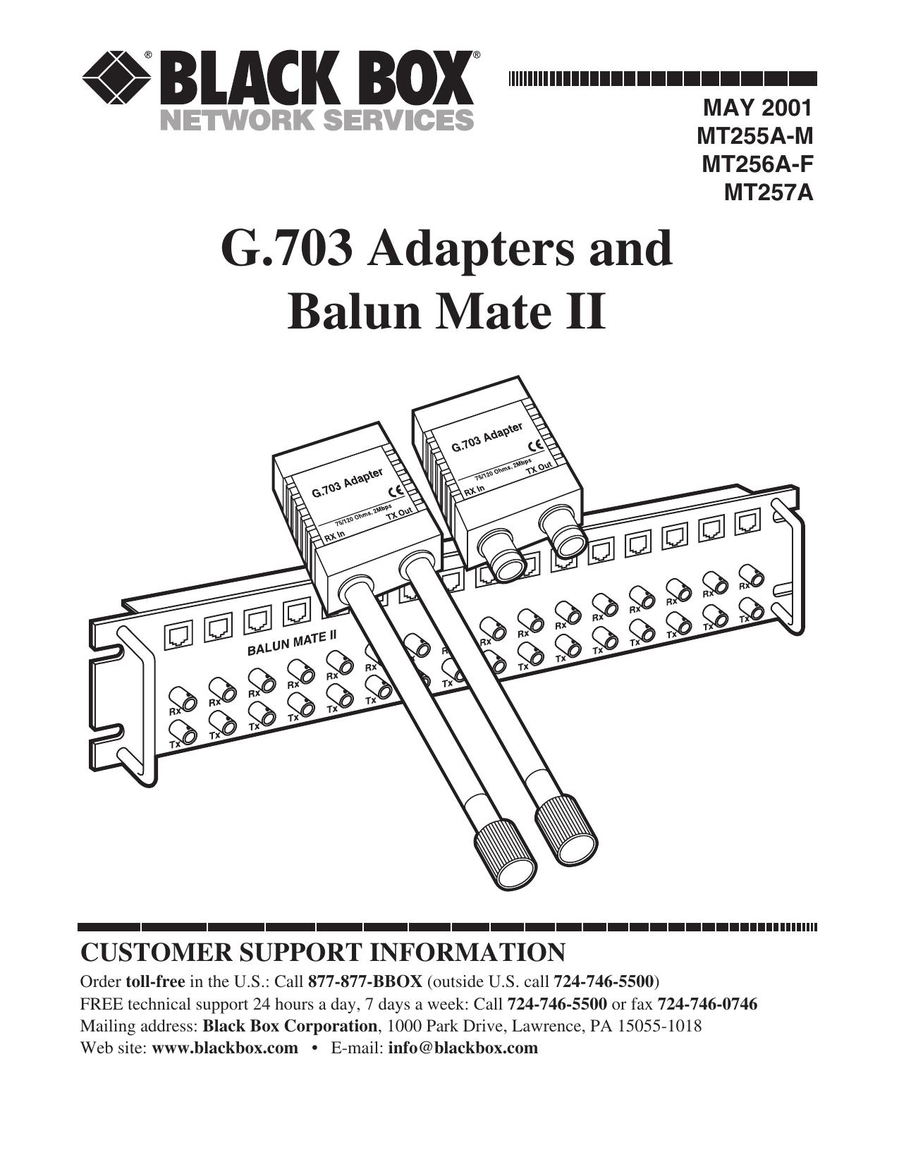 Black Box G.703 Adapters and Balun Mate II Marine RADAR User Manual