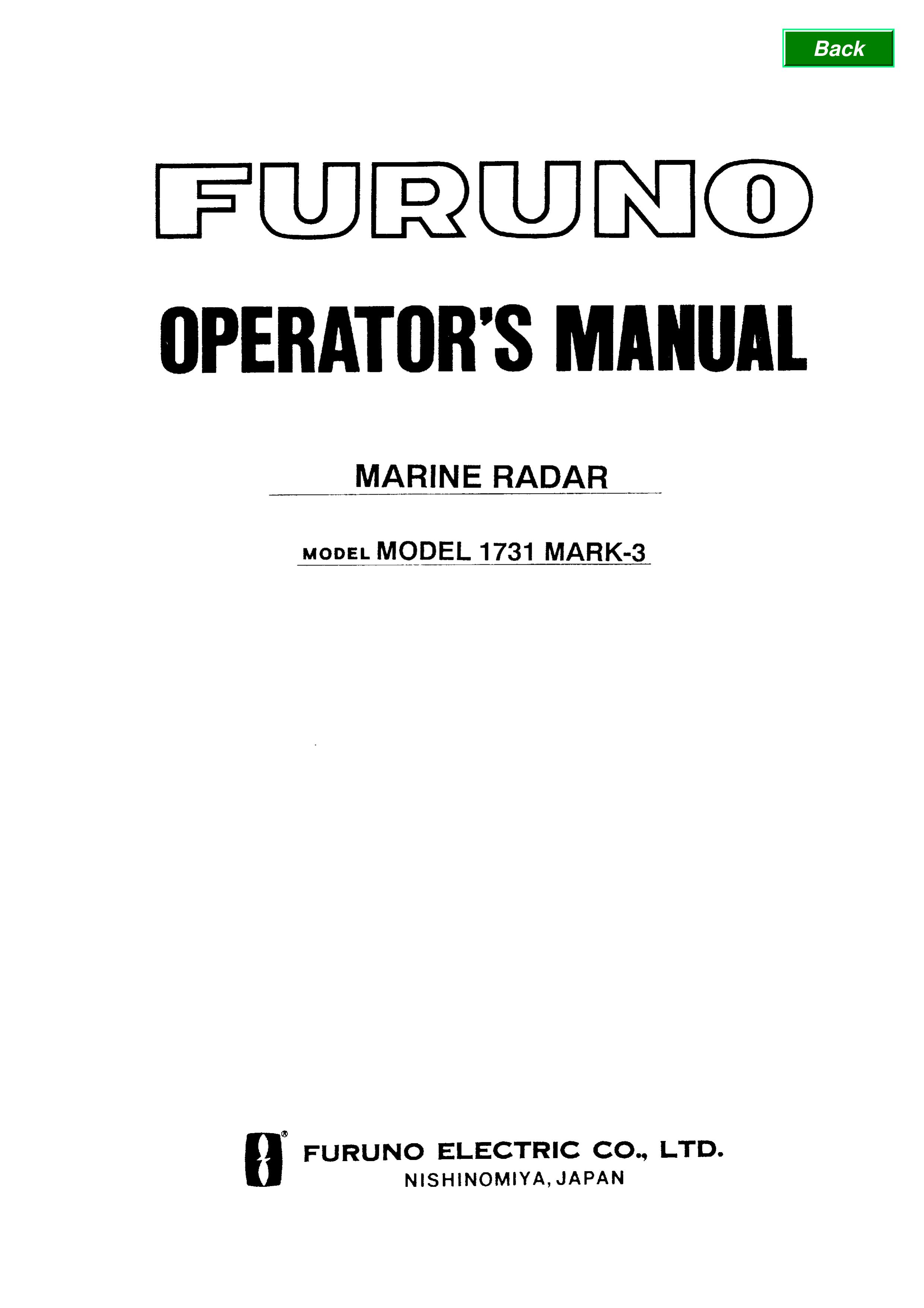 Furuno 1731 Marine RADAR User Manual