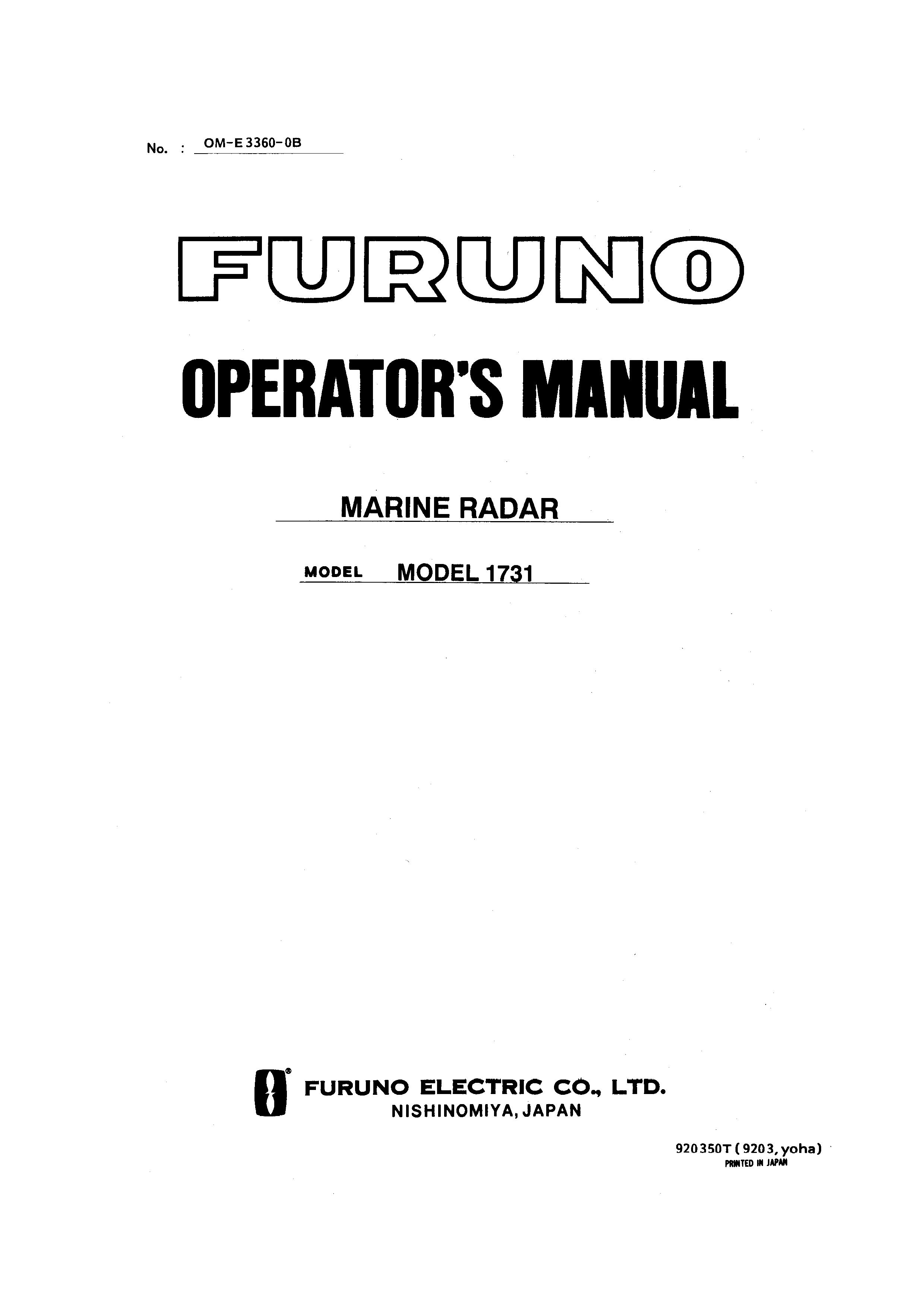 Furuno 1731 Marine RADAR User Manual
