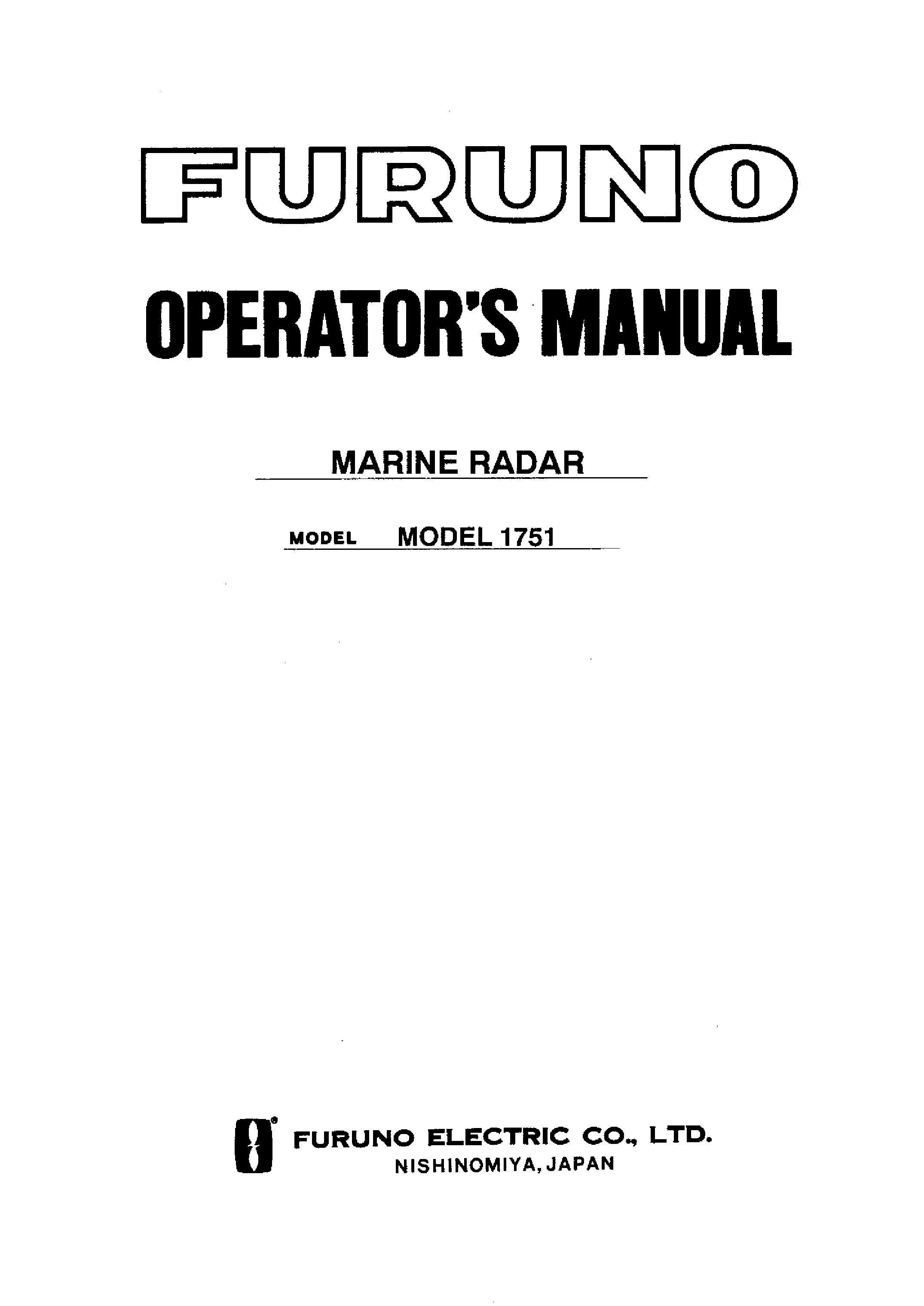 Furuno 1751 Marine RADAR User Manual