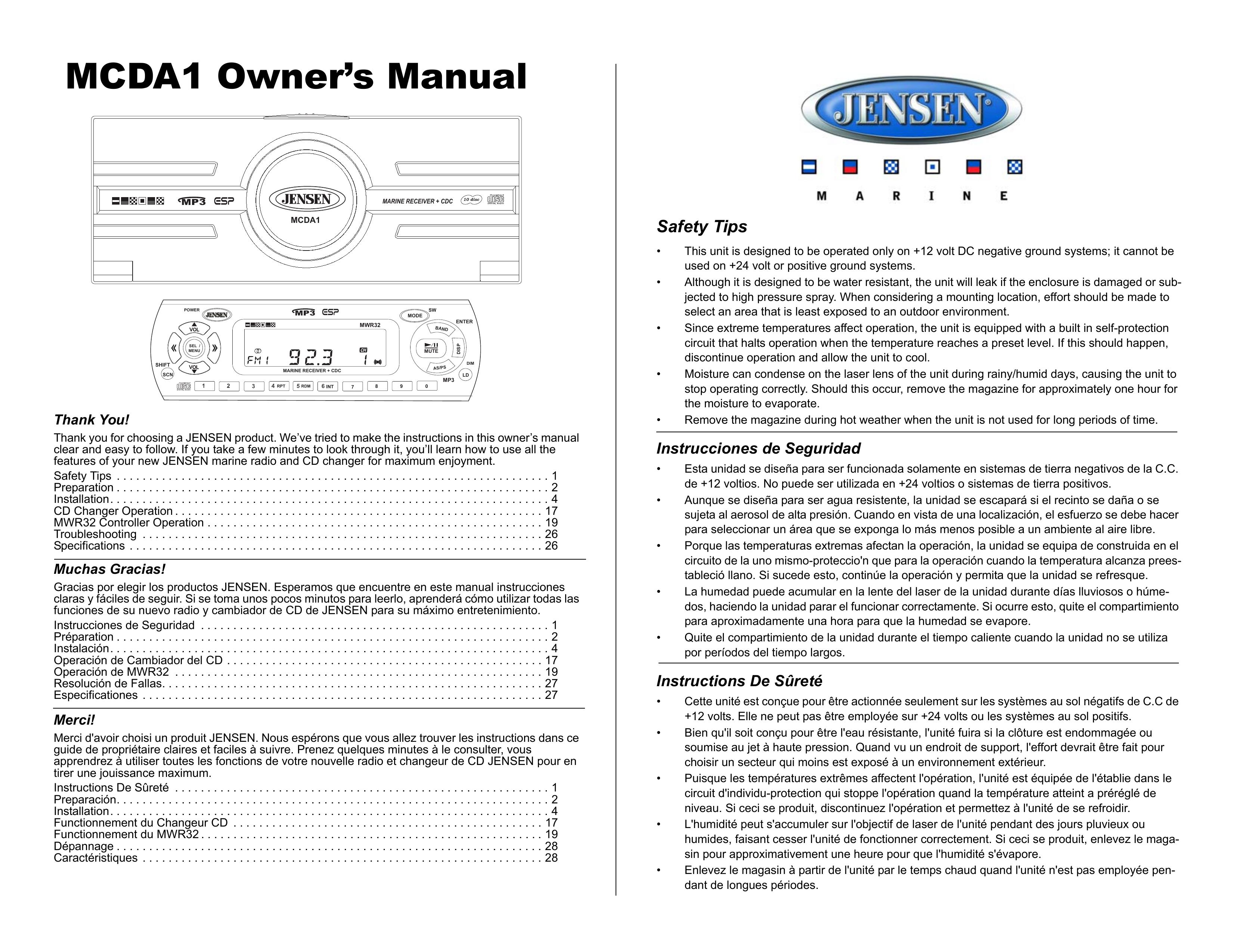 Jensen MCDA1 Marine RADAR User Manual