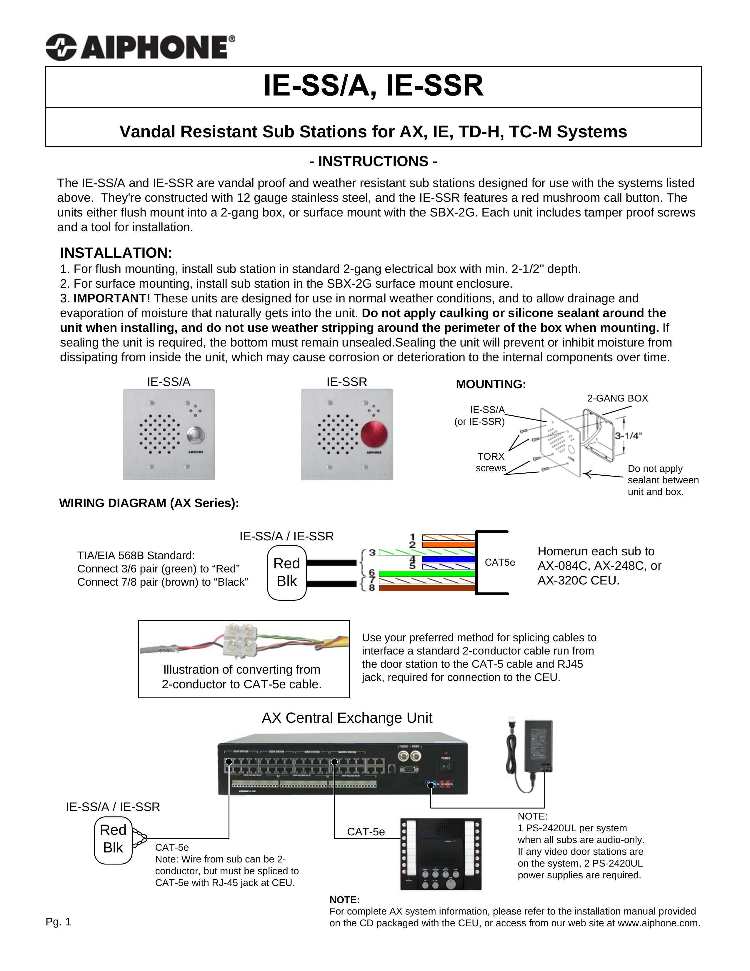 Aiphone IE-SS/A Marine Radio User Manual