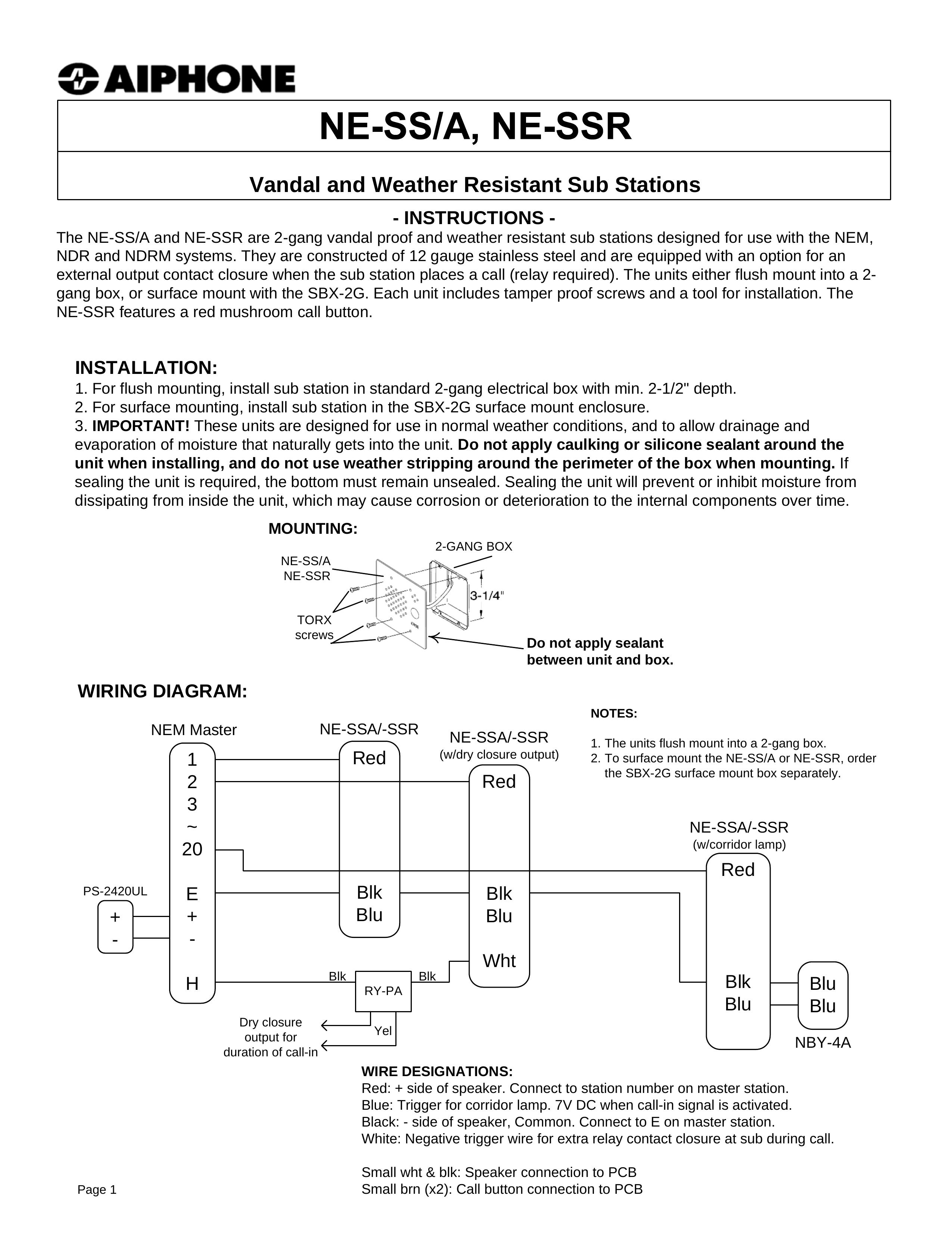 Aiphone NE-SS/A Marine Radio User Manual