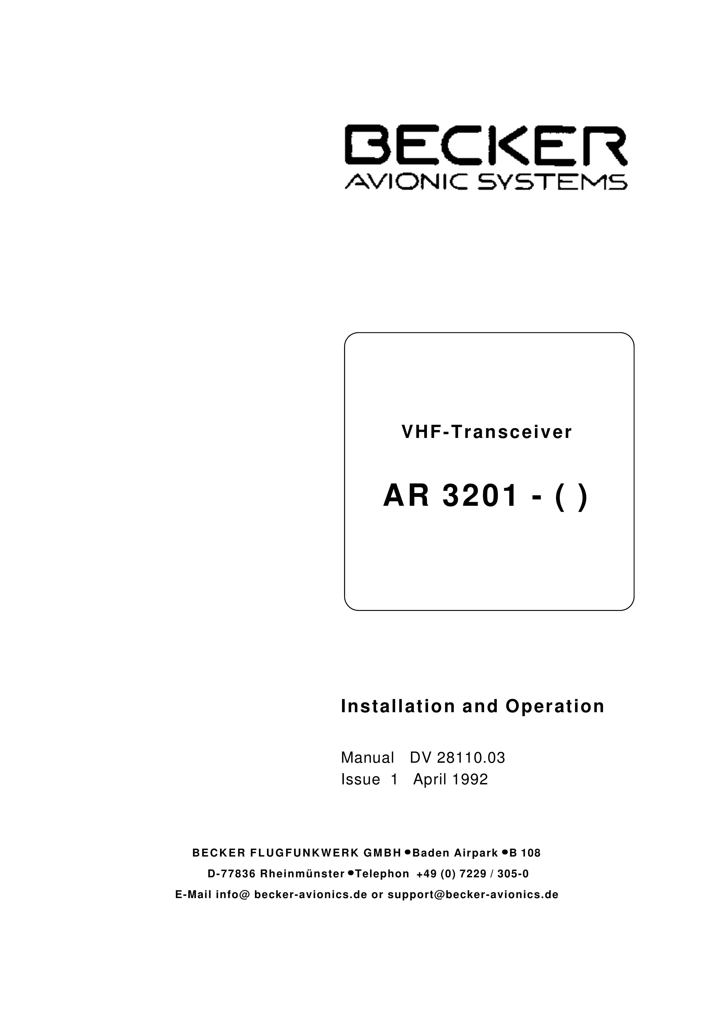 Becker Designed AR 3201 Marine Radio User Manual