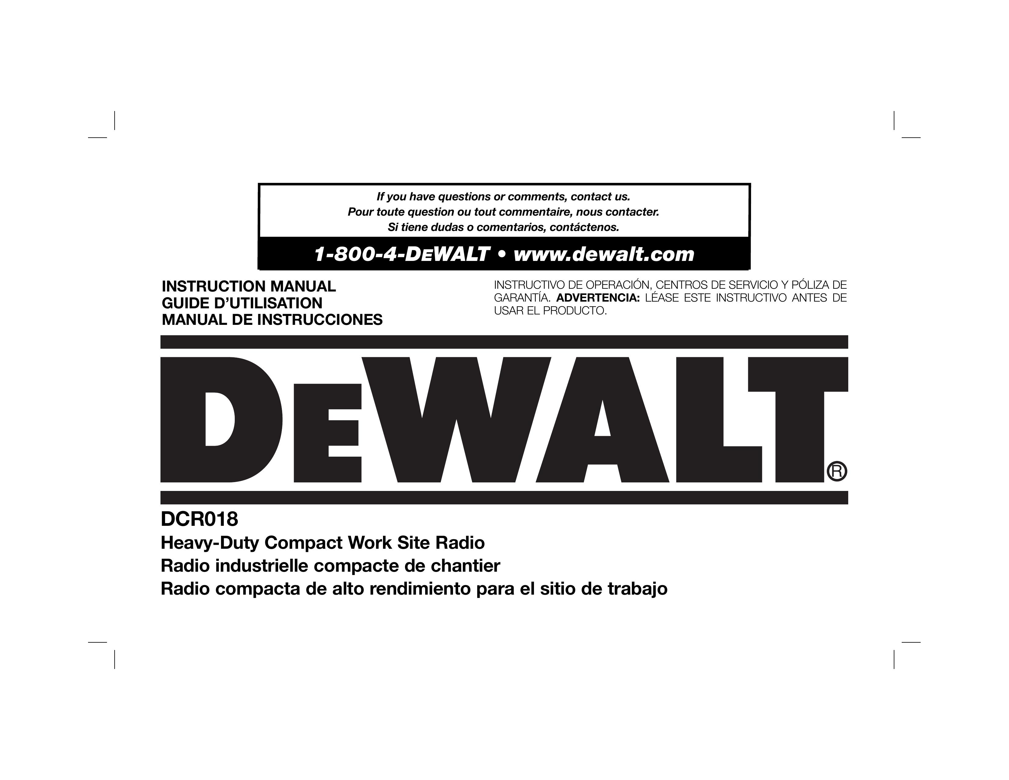 DeWalt DCR018 Marine Radio User Manual