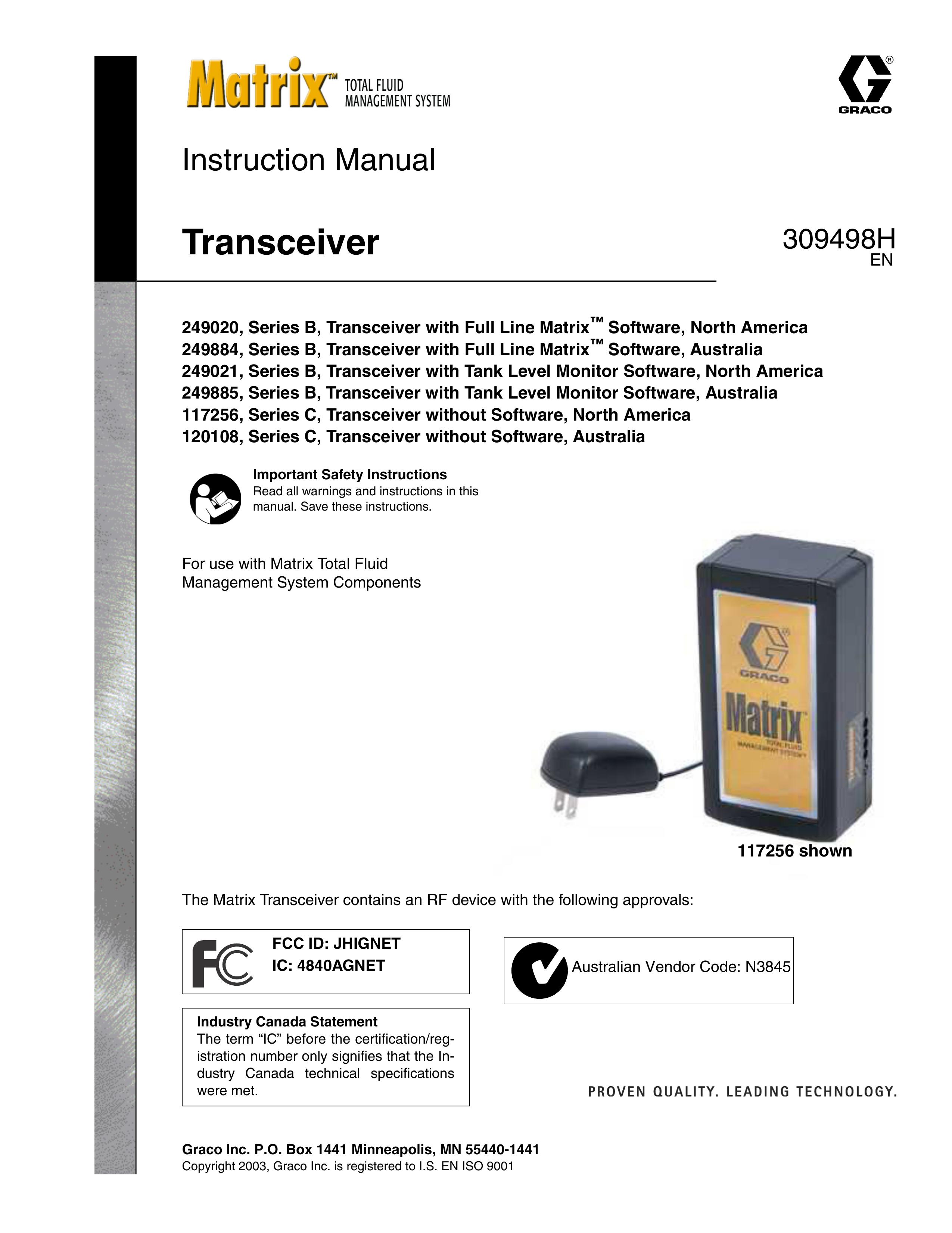 Graco 117256 Series C Marine Radio User Manual