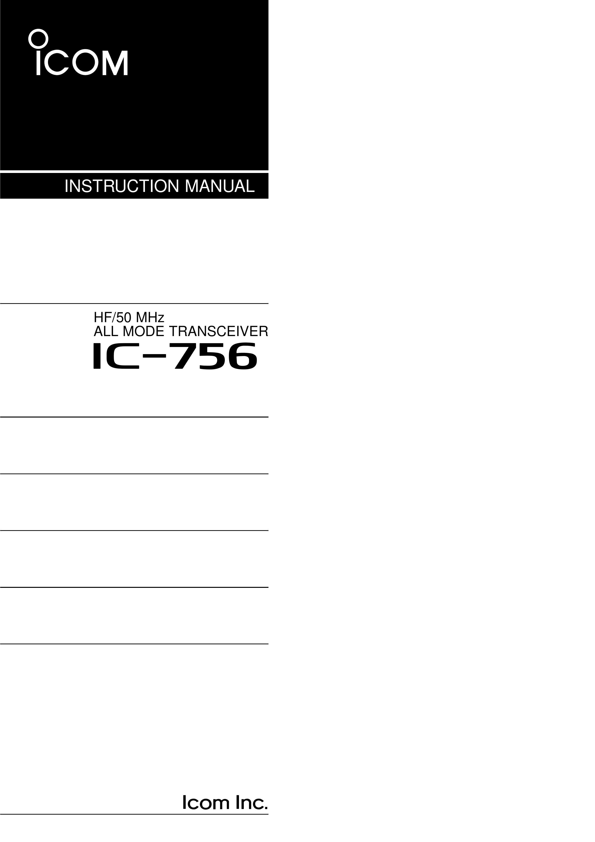 Icom IC-756 Marine Radio User Manual