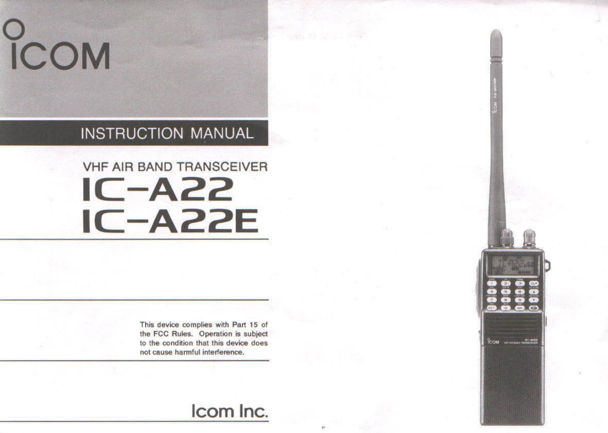 Icom IC-A22E Marine Radio User Manual
