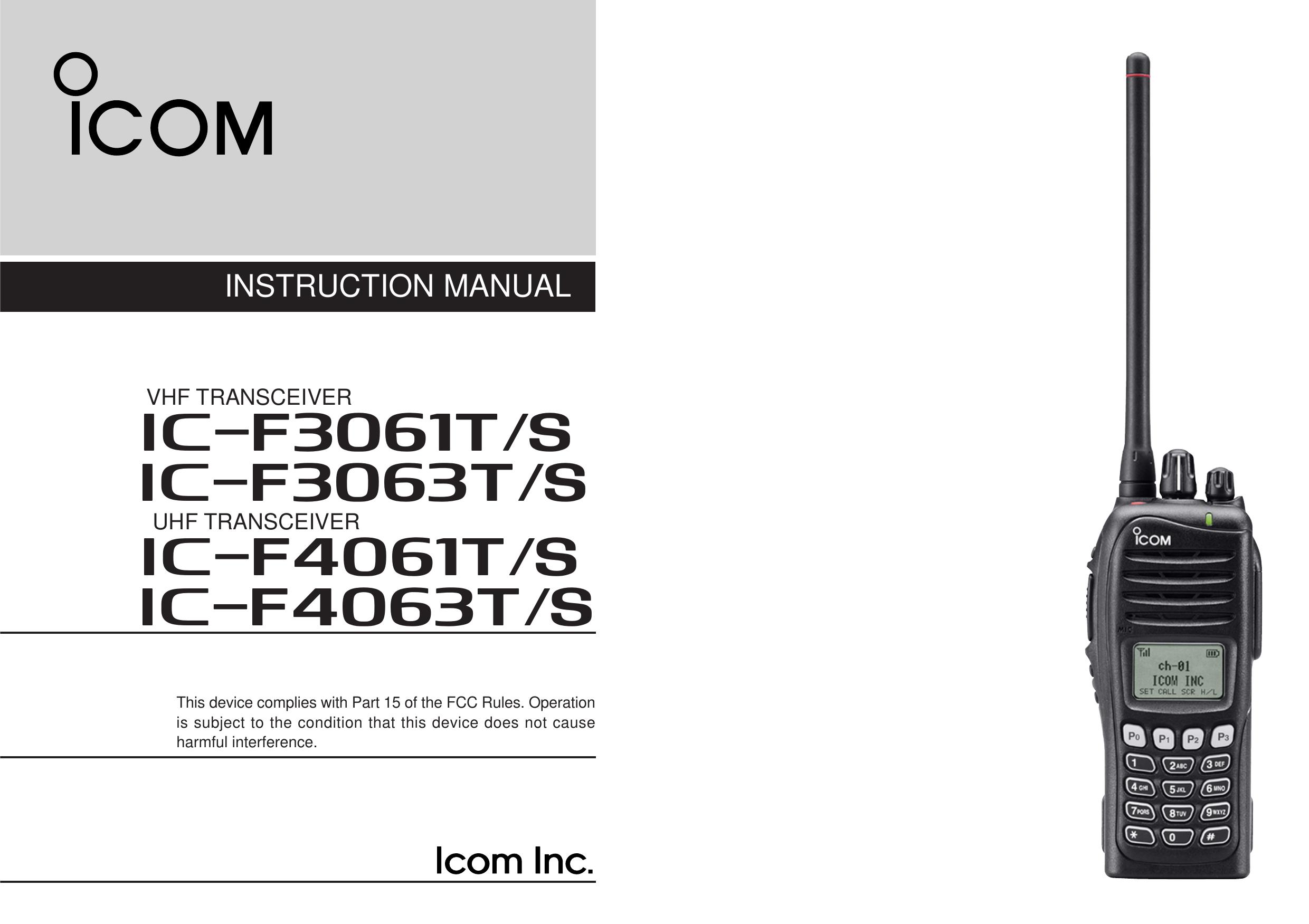 Icom IC-F3061T/S Marine Radio User Manual
