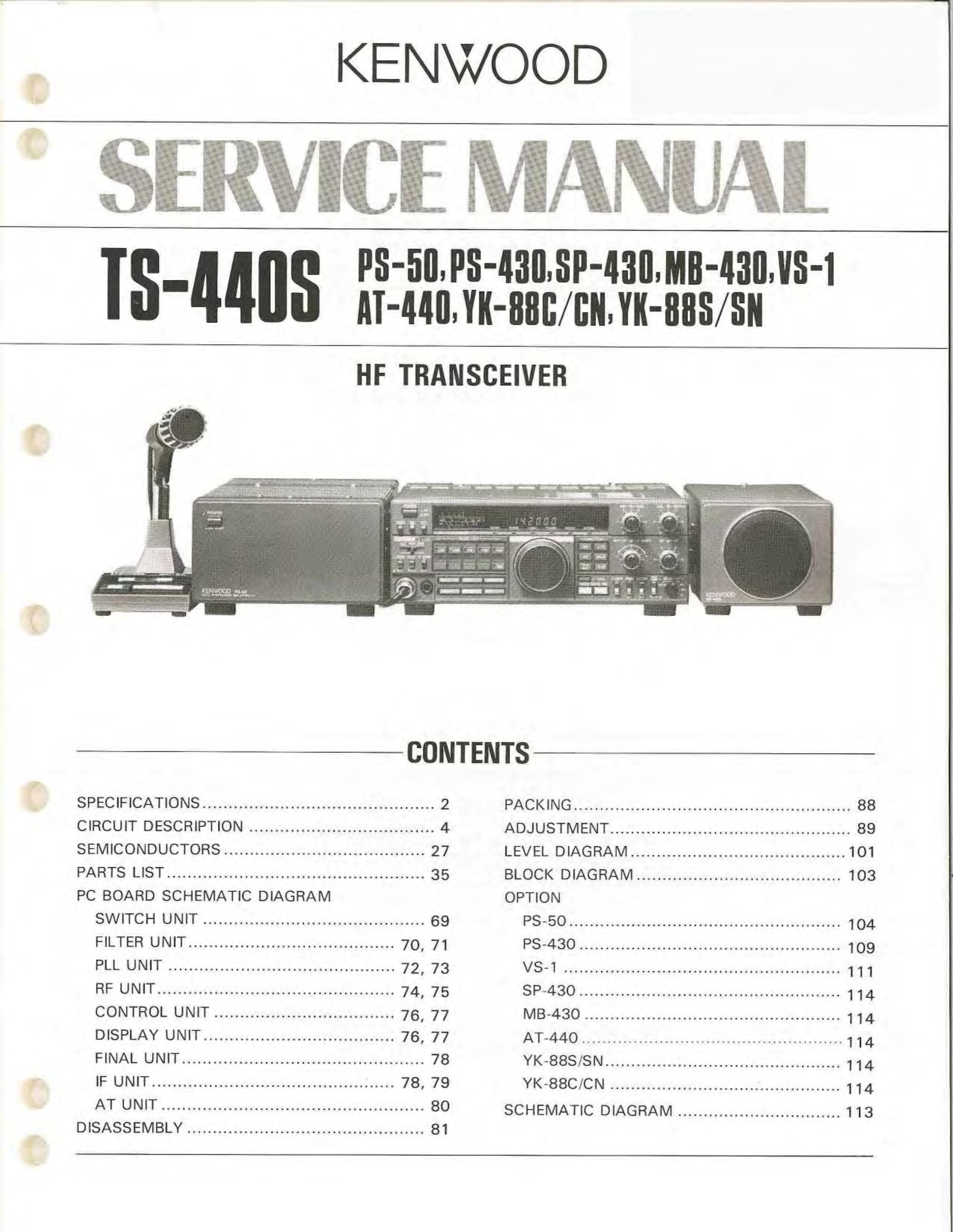 Kenwood SP-430 Marine Radio User Manual