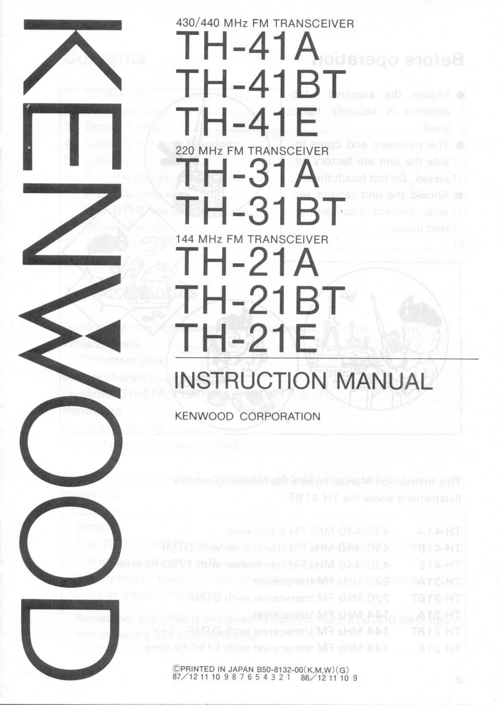 Kenwood TH-41E Marine Radio User Manual