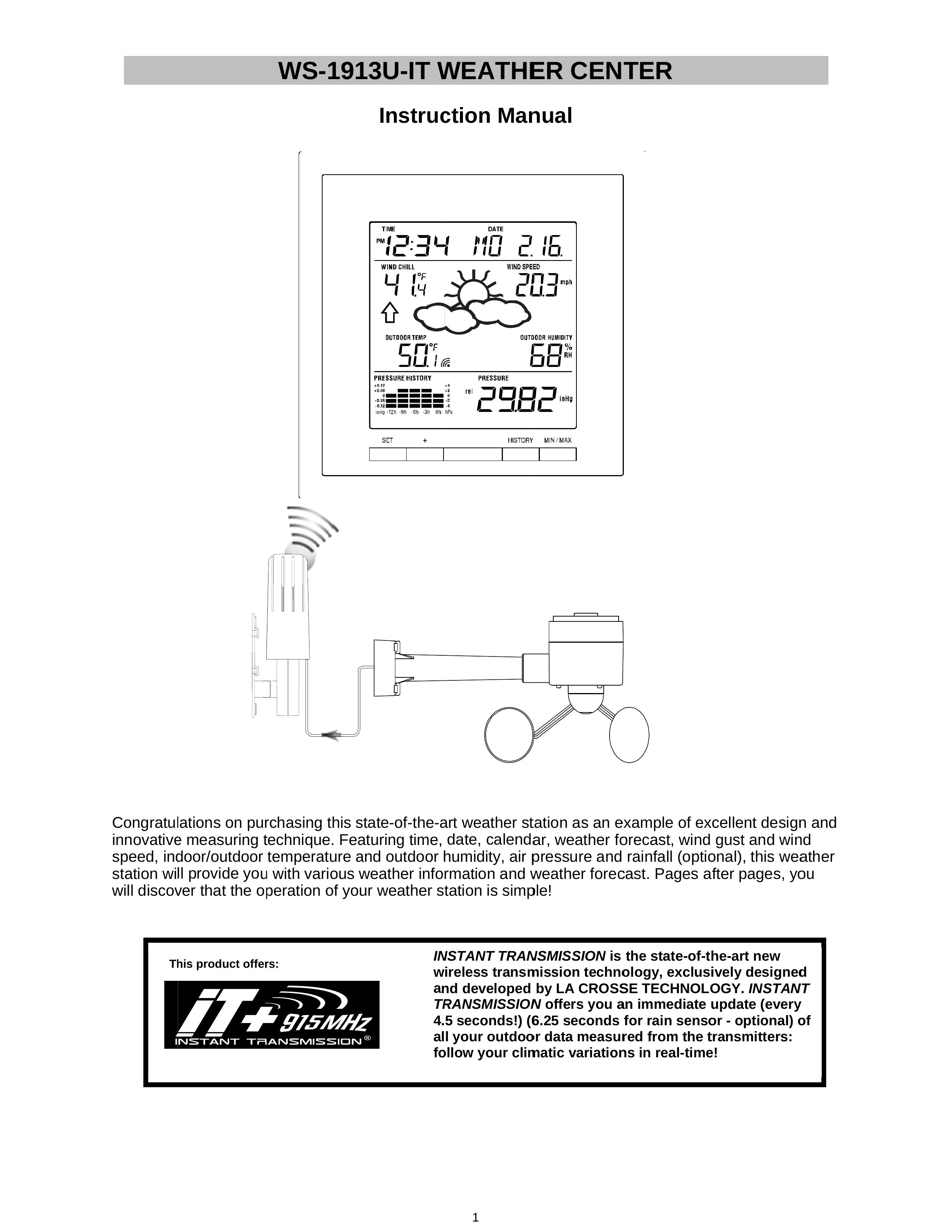 La Crosse Technology WS-1913U-IT Marine Radio User Manual