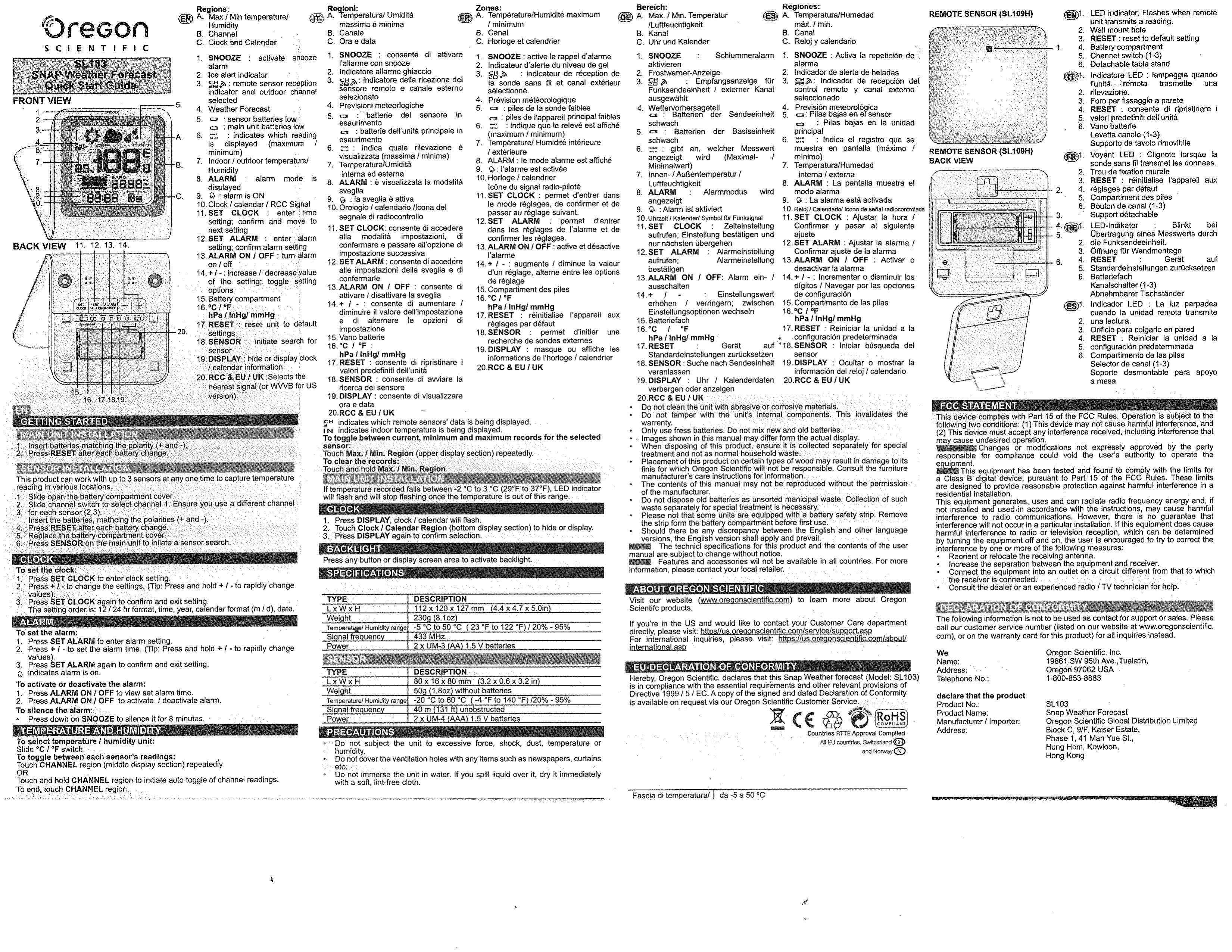 Oregon SL 103 Marine Radio User Manual
