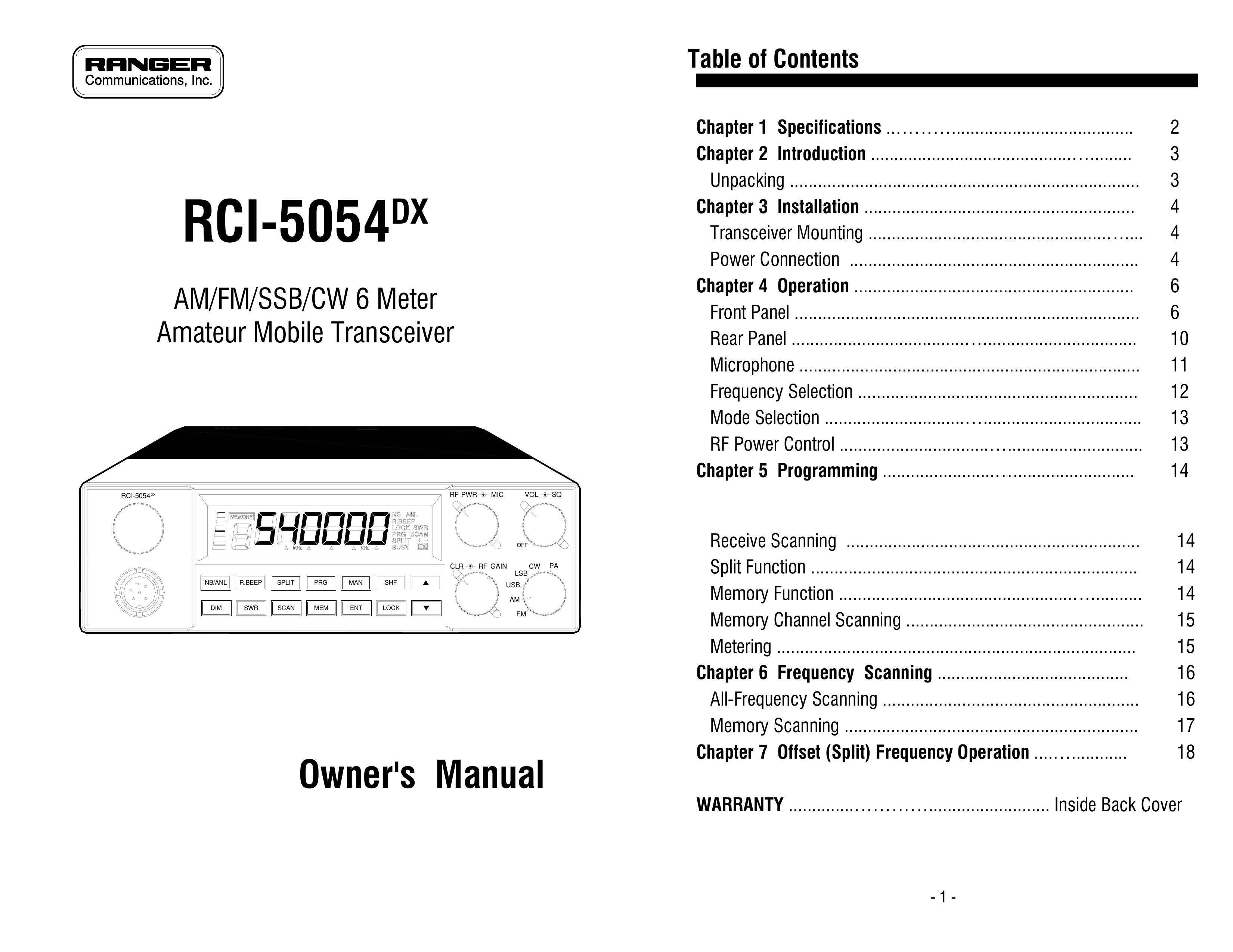 Ranger RCI-5054DX Marine Radio User Manual