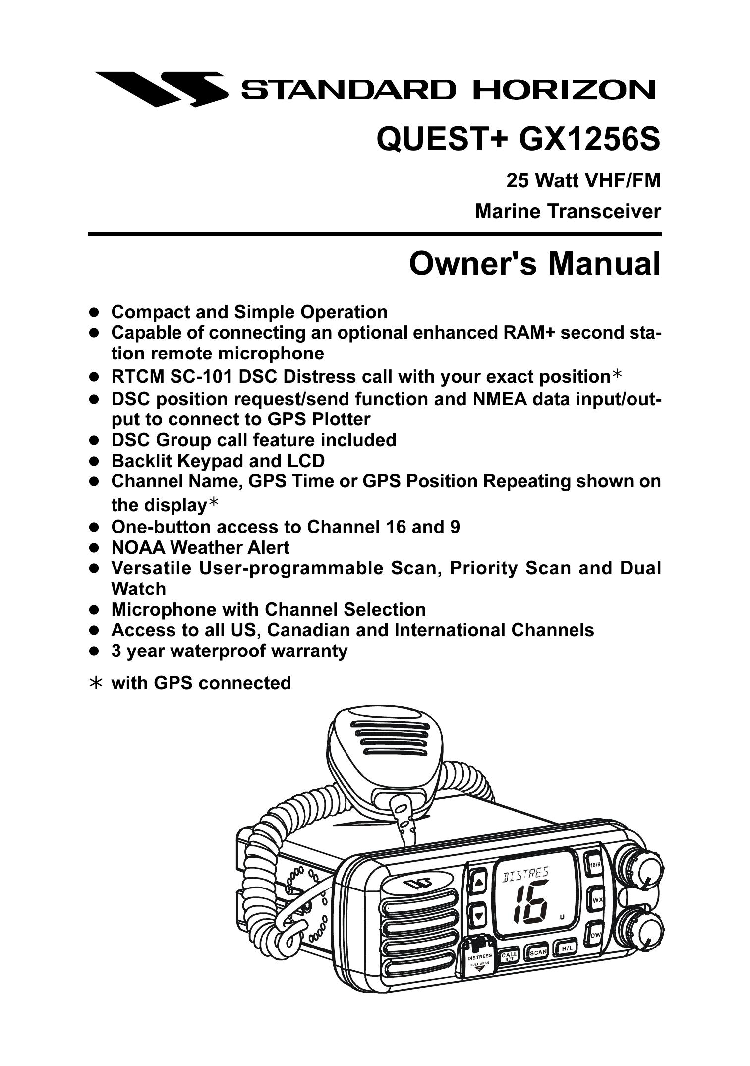 Standard Horizon GX1256S Marine Radio User Manual