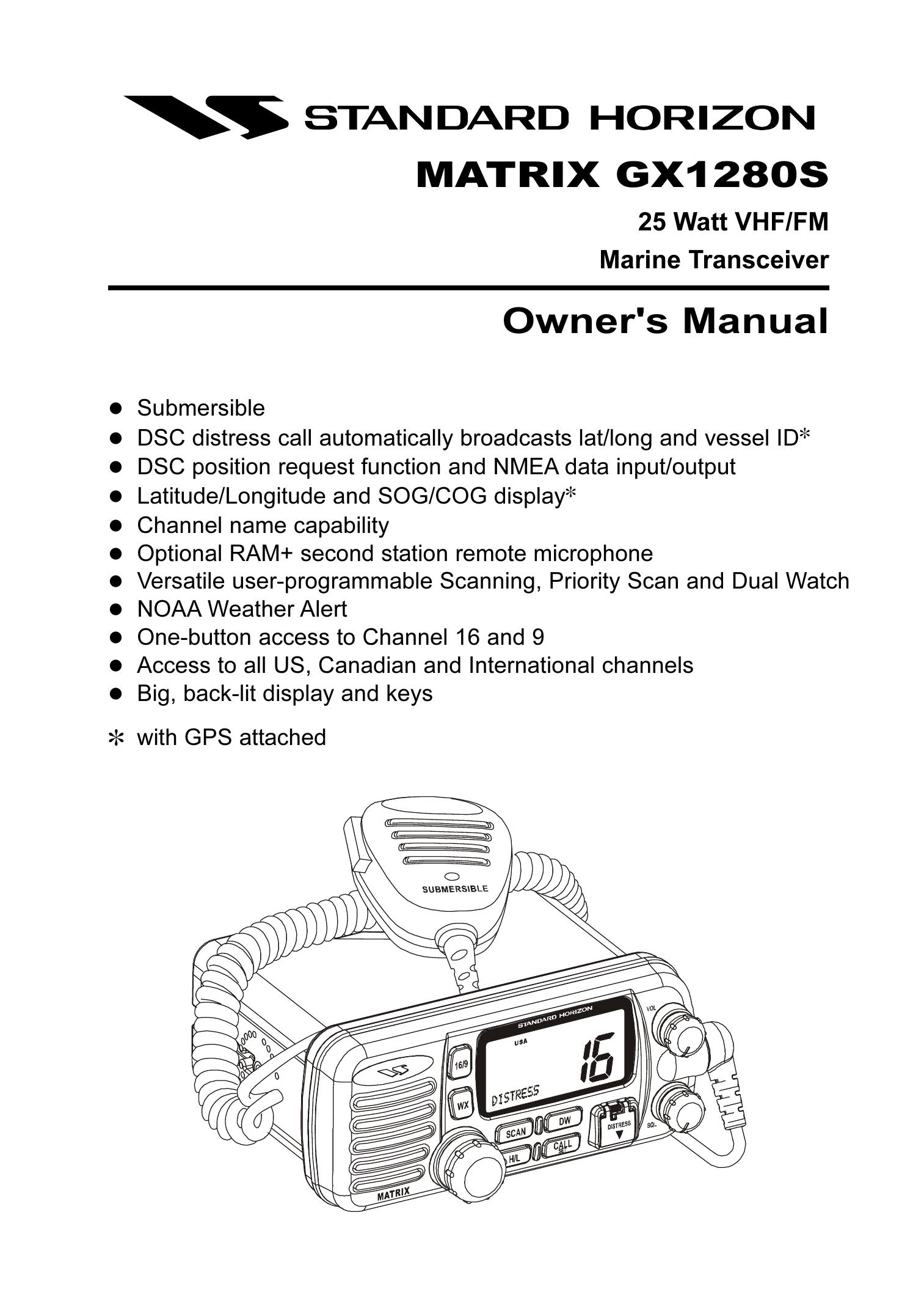 Standard Horizon GX1280S Marine Radio User Manual