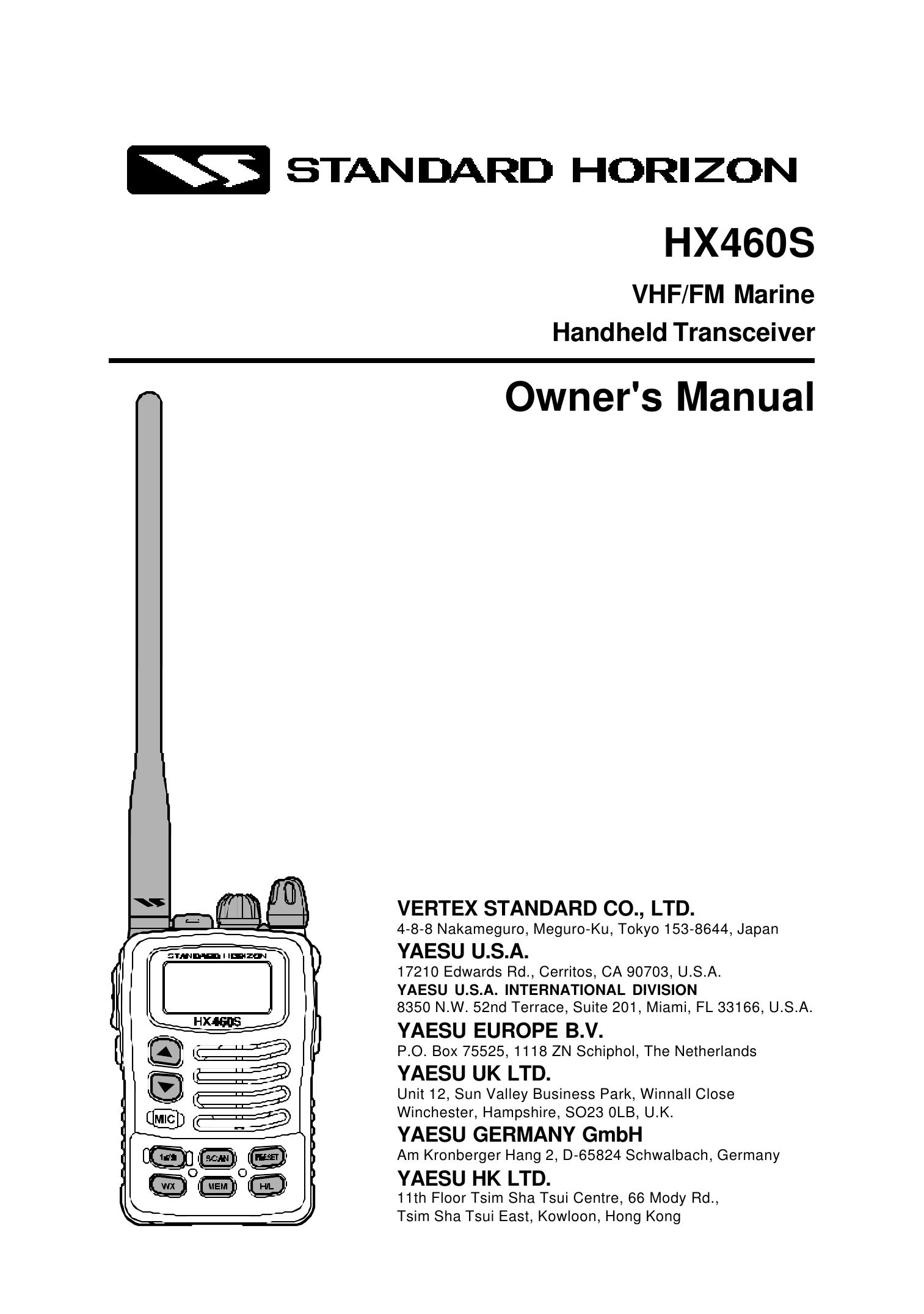 Standard Horizon HX460S Marine Radio User Manual