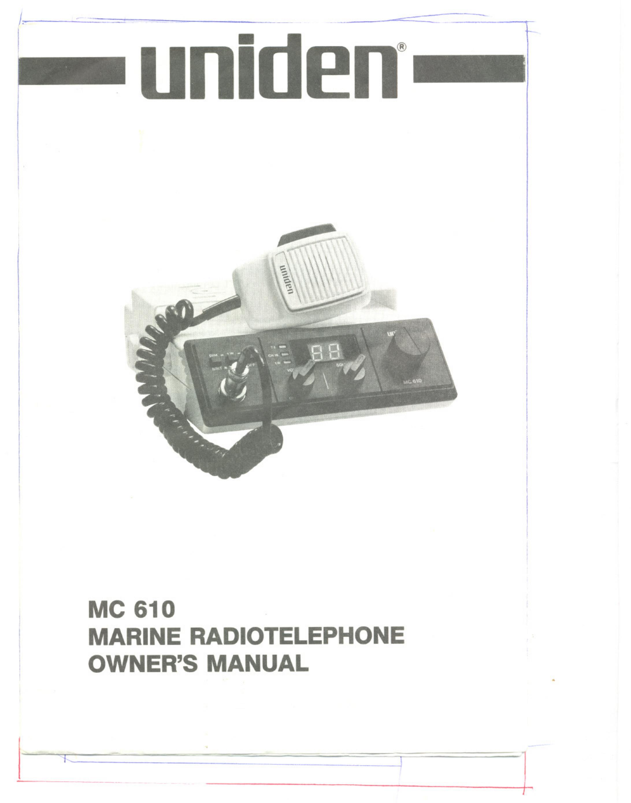 Uniden MC 610 Marine Radio User Manual