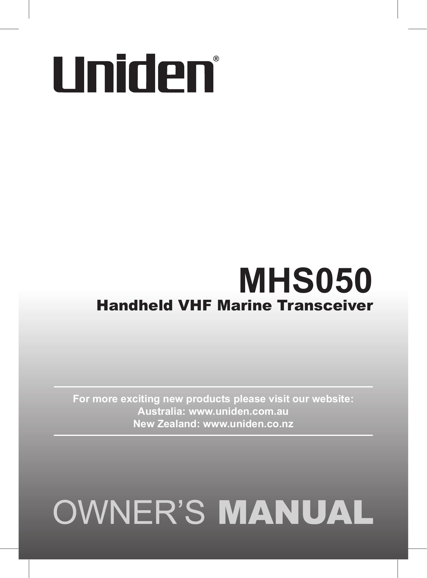 Uniden MHS050 Marine Radio User Manual