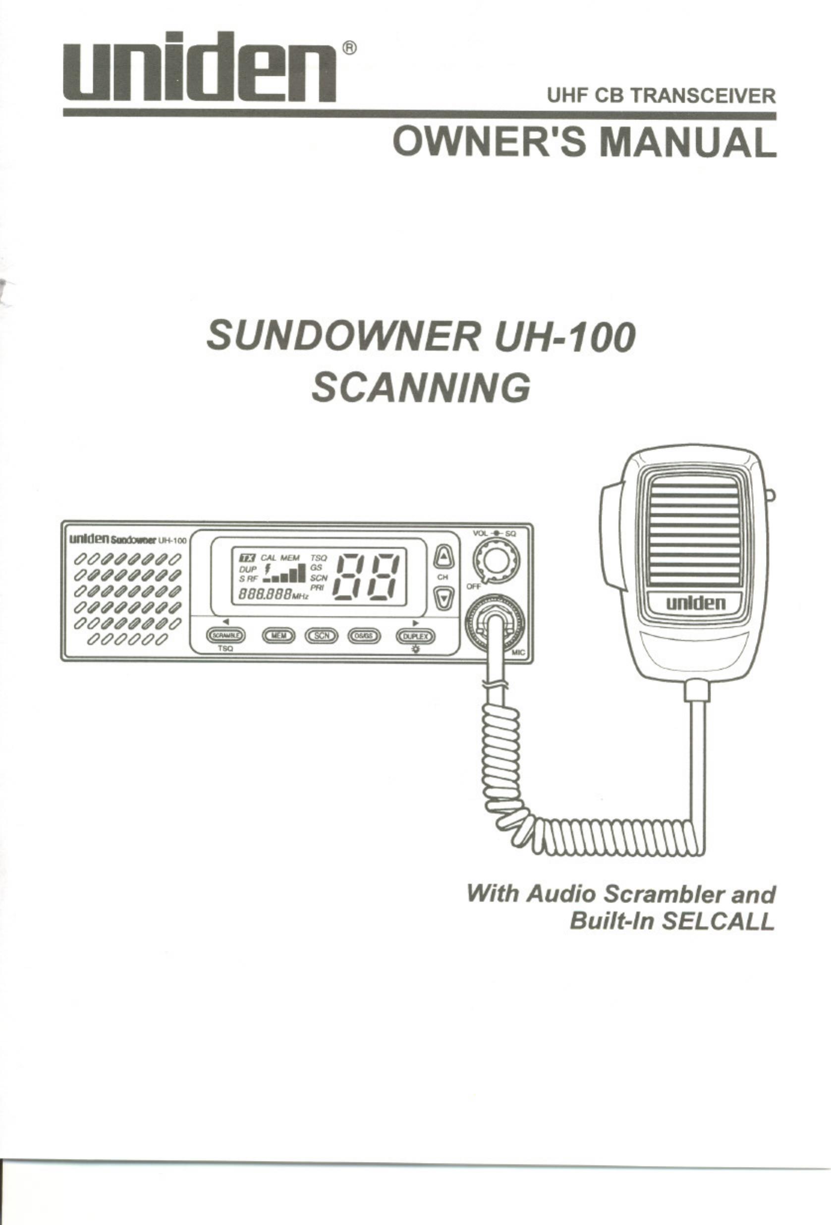 Uniden UH-100 Marine Radio User Manual