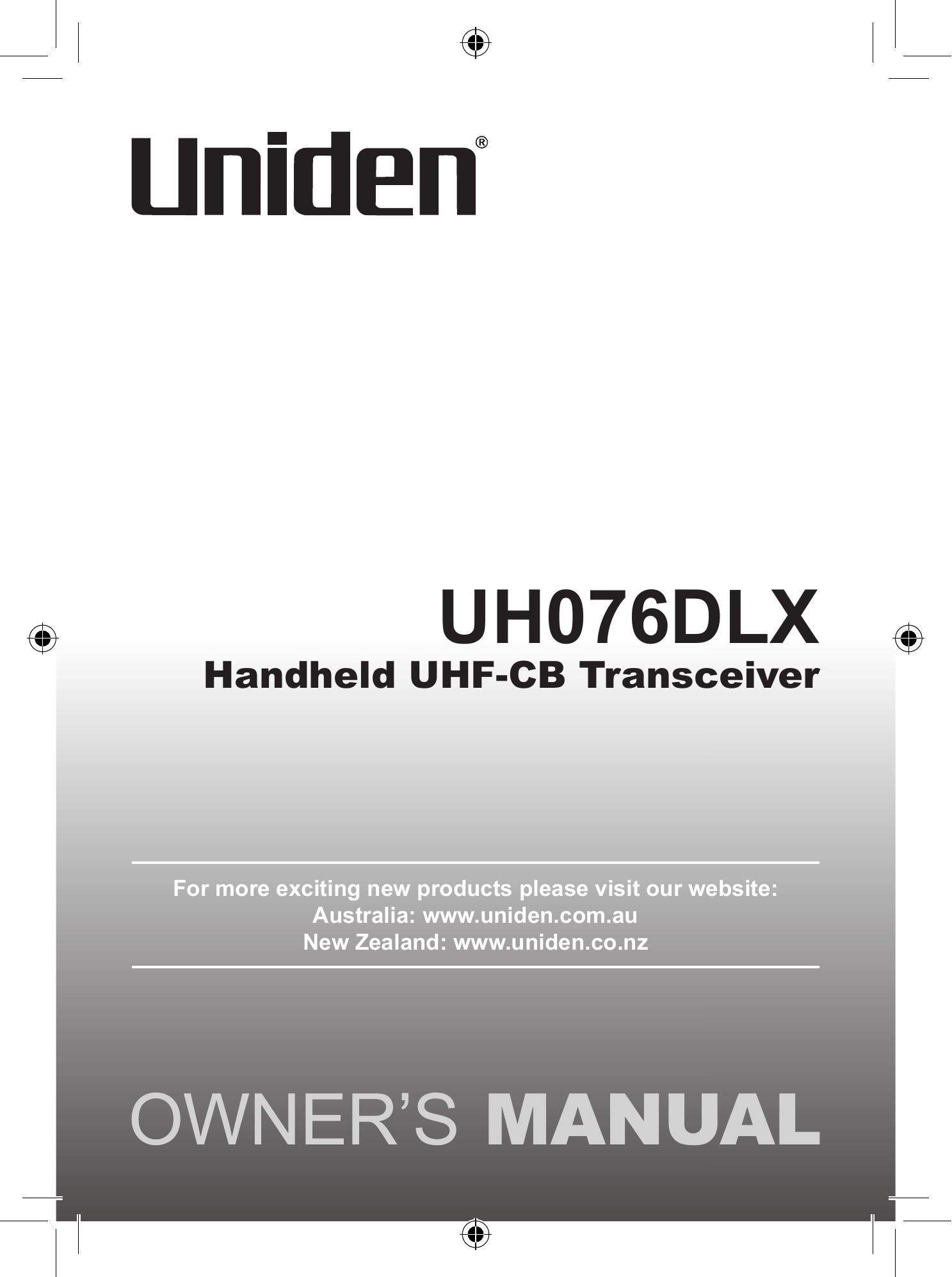 Uniden UH076DLX Marine Radio User Manual