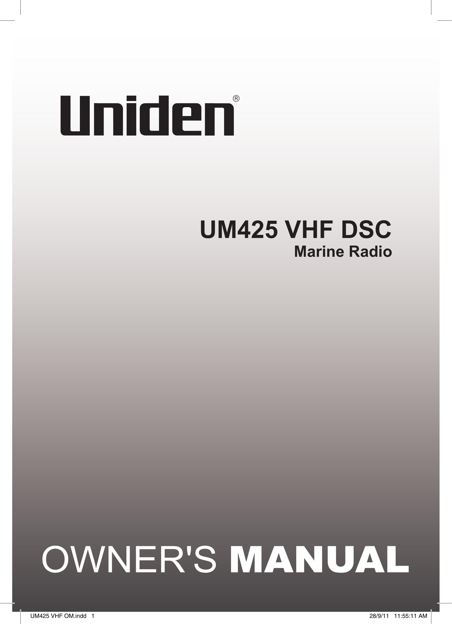 Uniden UM425 VHF DSC Marine Radio User Manual