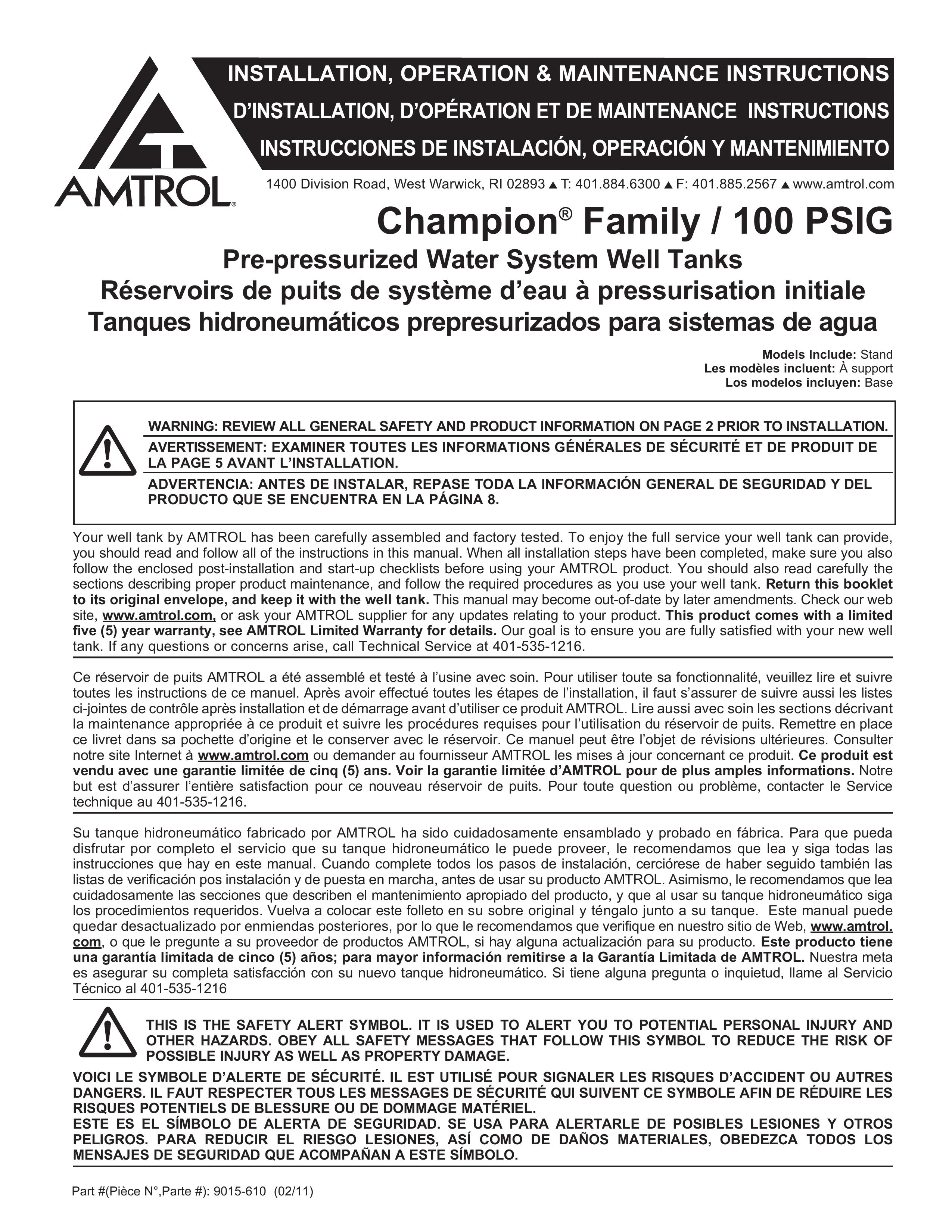 Amtrol 9015-610 Marine Sanitation System User Manual