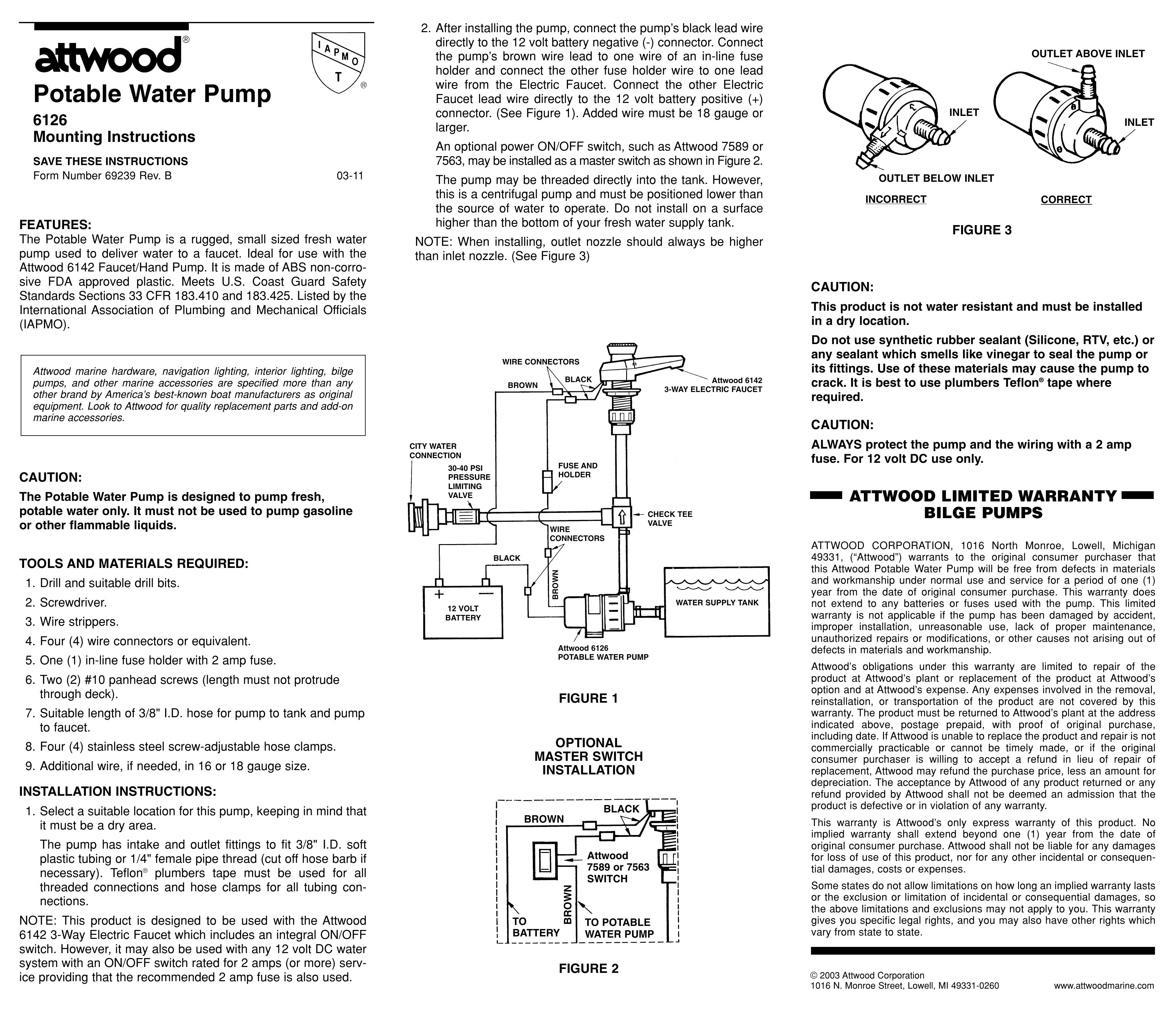 Attwood 6126 Marine Sanitation System User Manual
