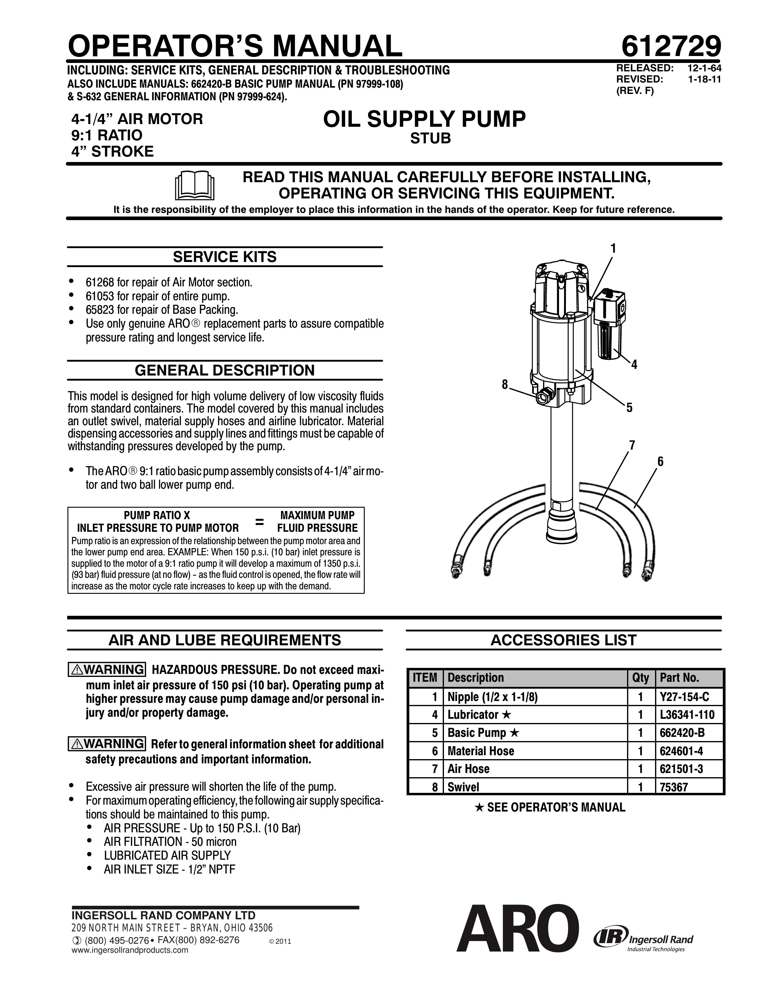 Ingersoll-Rand 612729 Marine Sanitation System User Manual