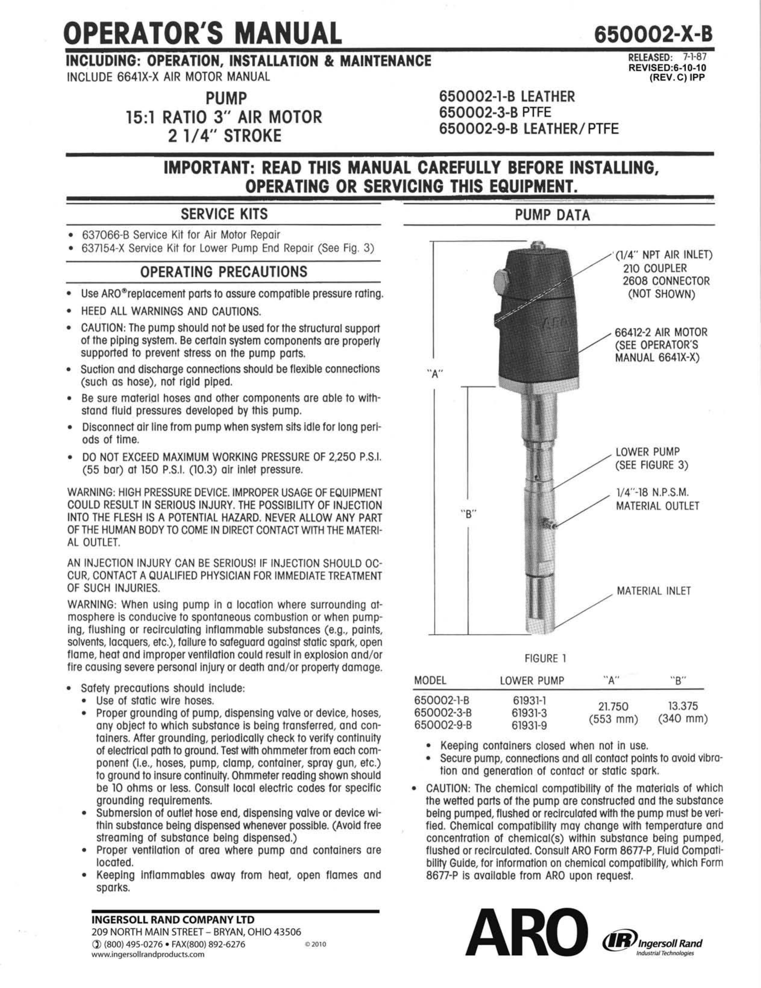 Ingersoll-Rand 650002-3-B Marine Sanitation System User Manual