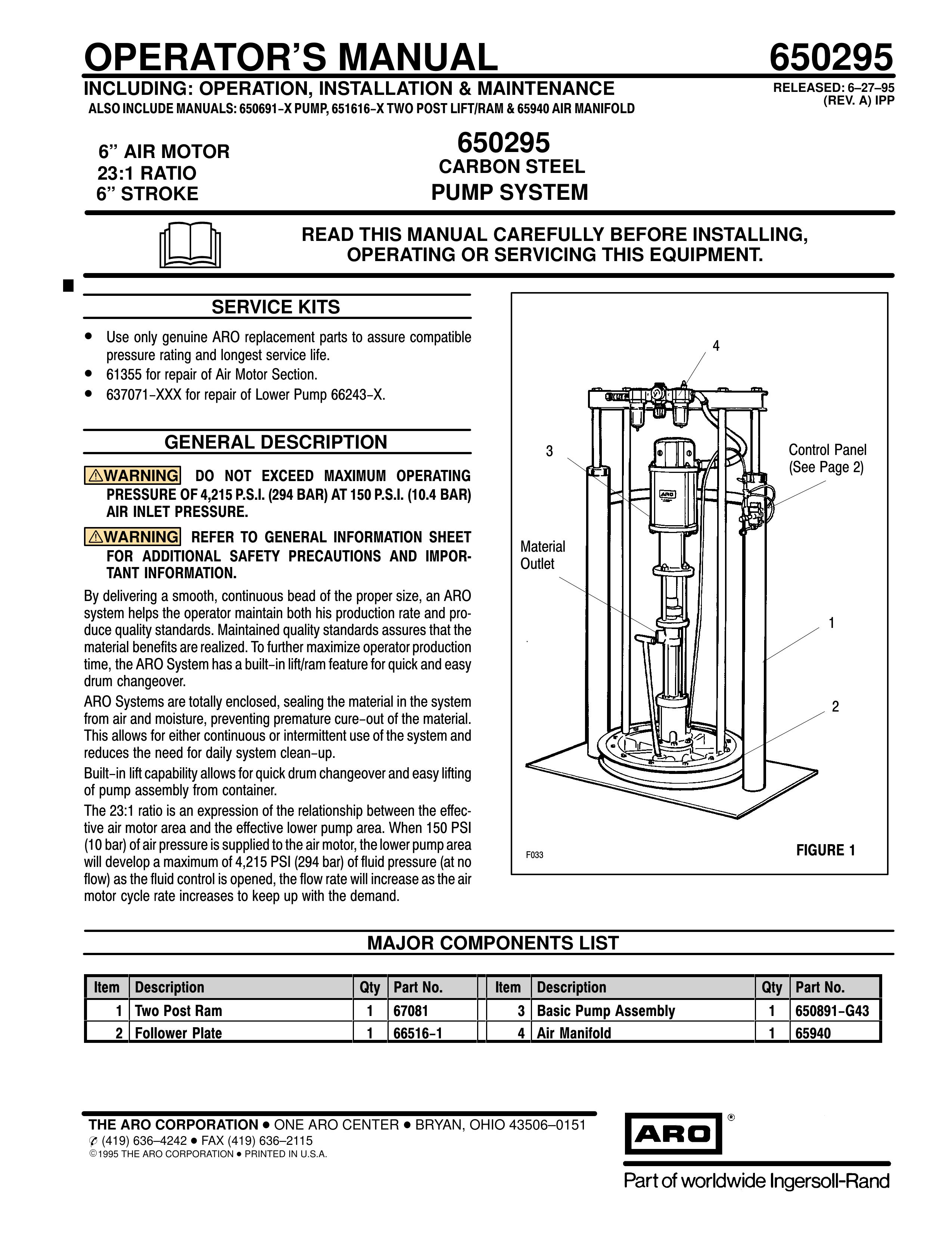 Ingersoll-Rand 650295 Marine Sanitation System User Manual