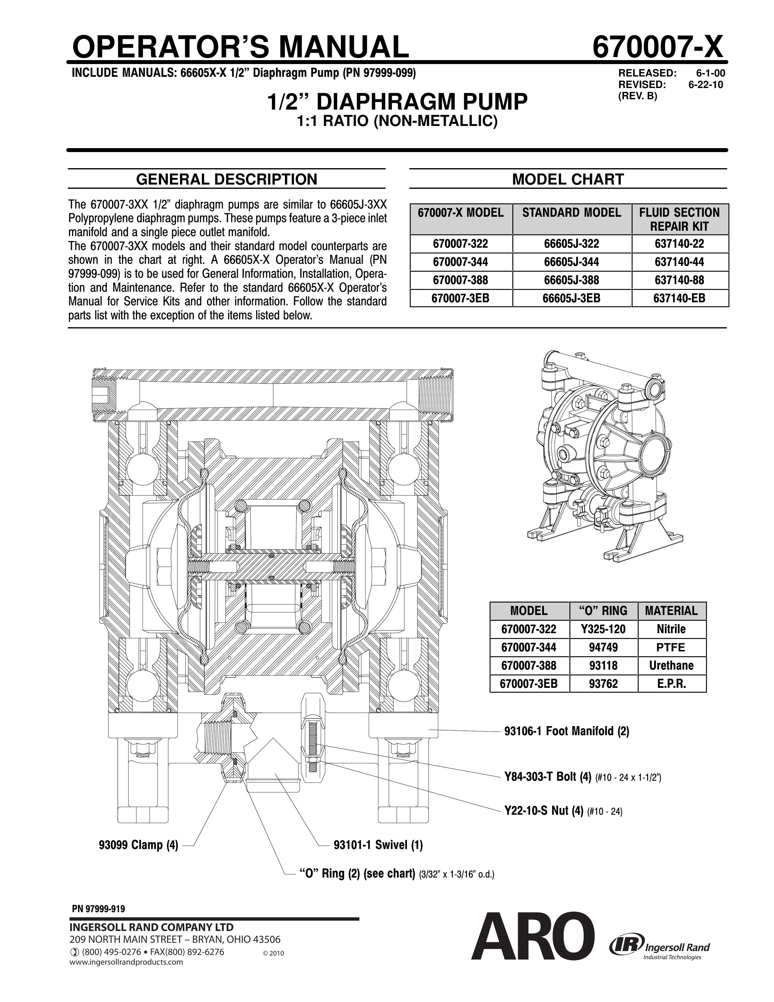 Ingersoll-Rand 66605J344 Marine Sanitation System User Manual
