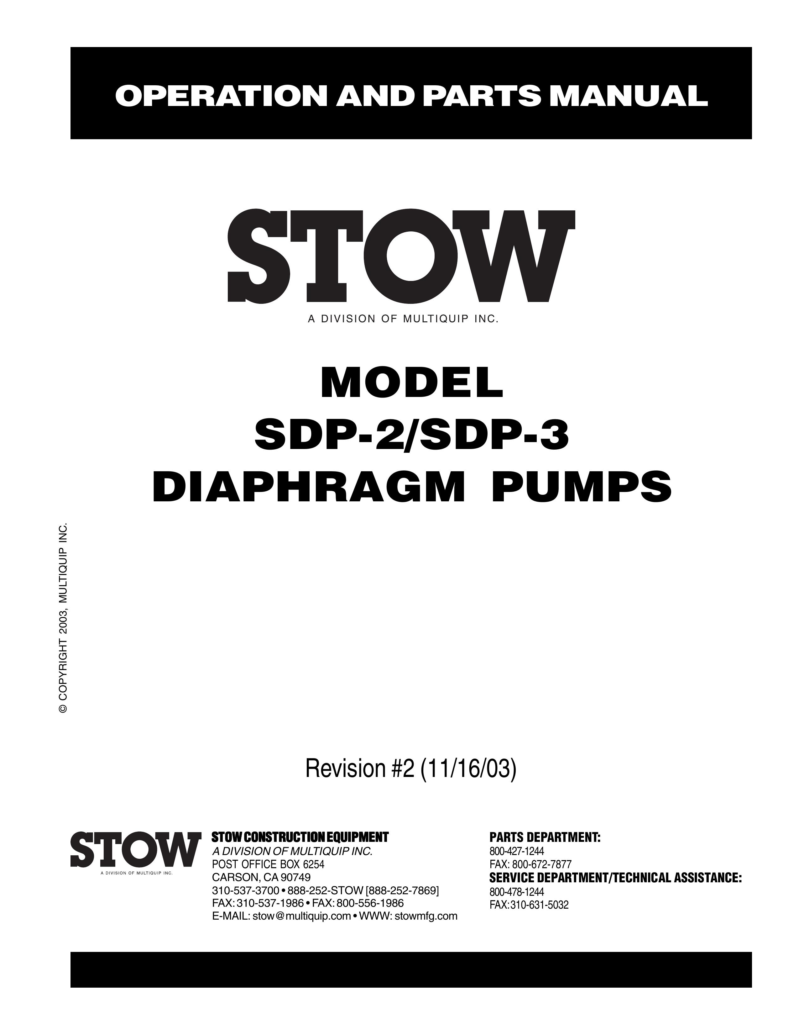 Stow SDP-3 Marine Sanitation System User Manual