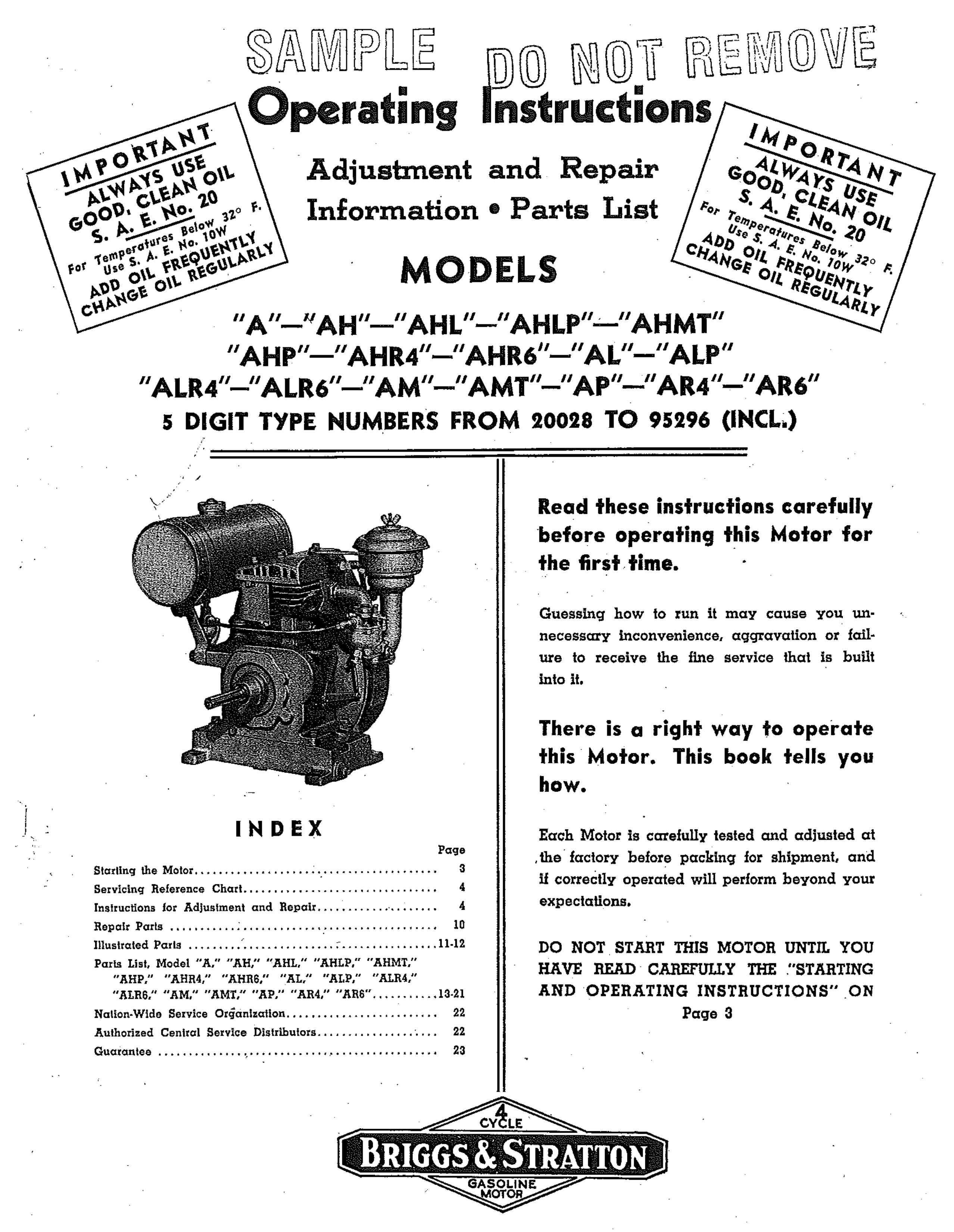 Briggs & Stratton AHLP Outboard Motor User Manual