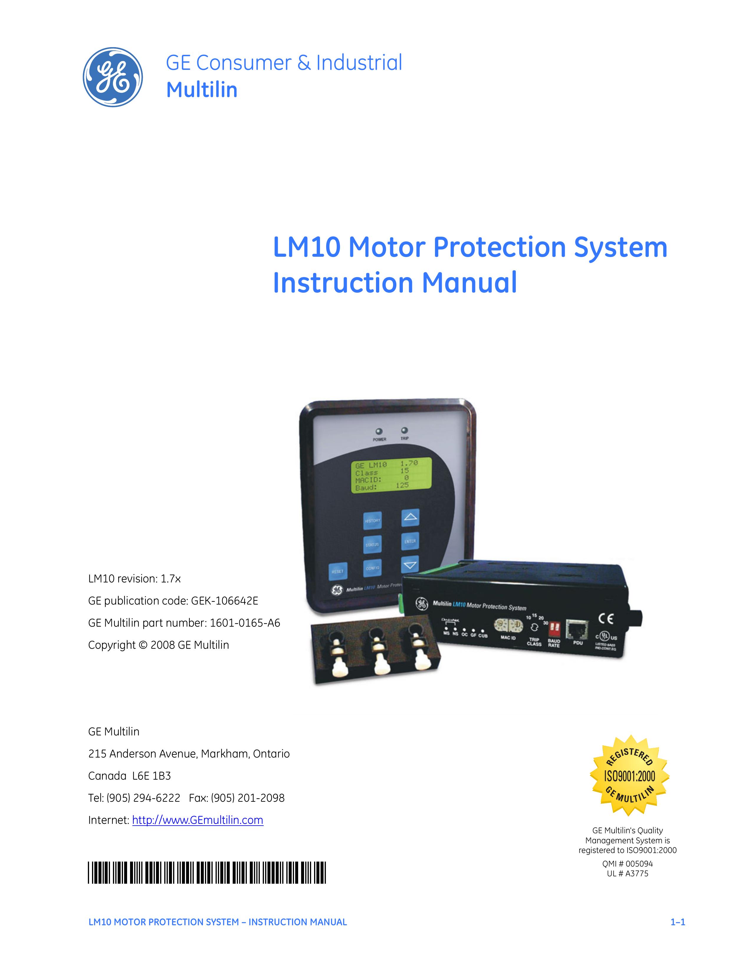 GE Motor Protection System Outboard Motor User Manual