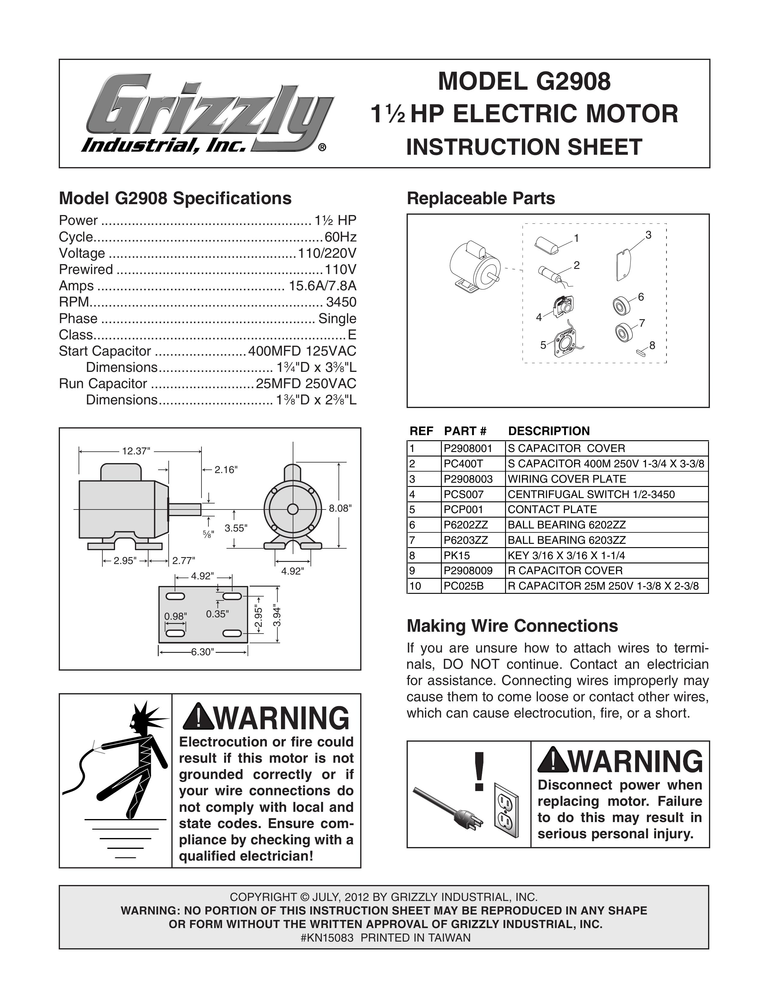 Grizzly G2908 Outboard Motor User Manual