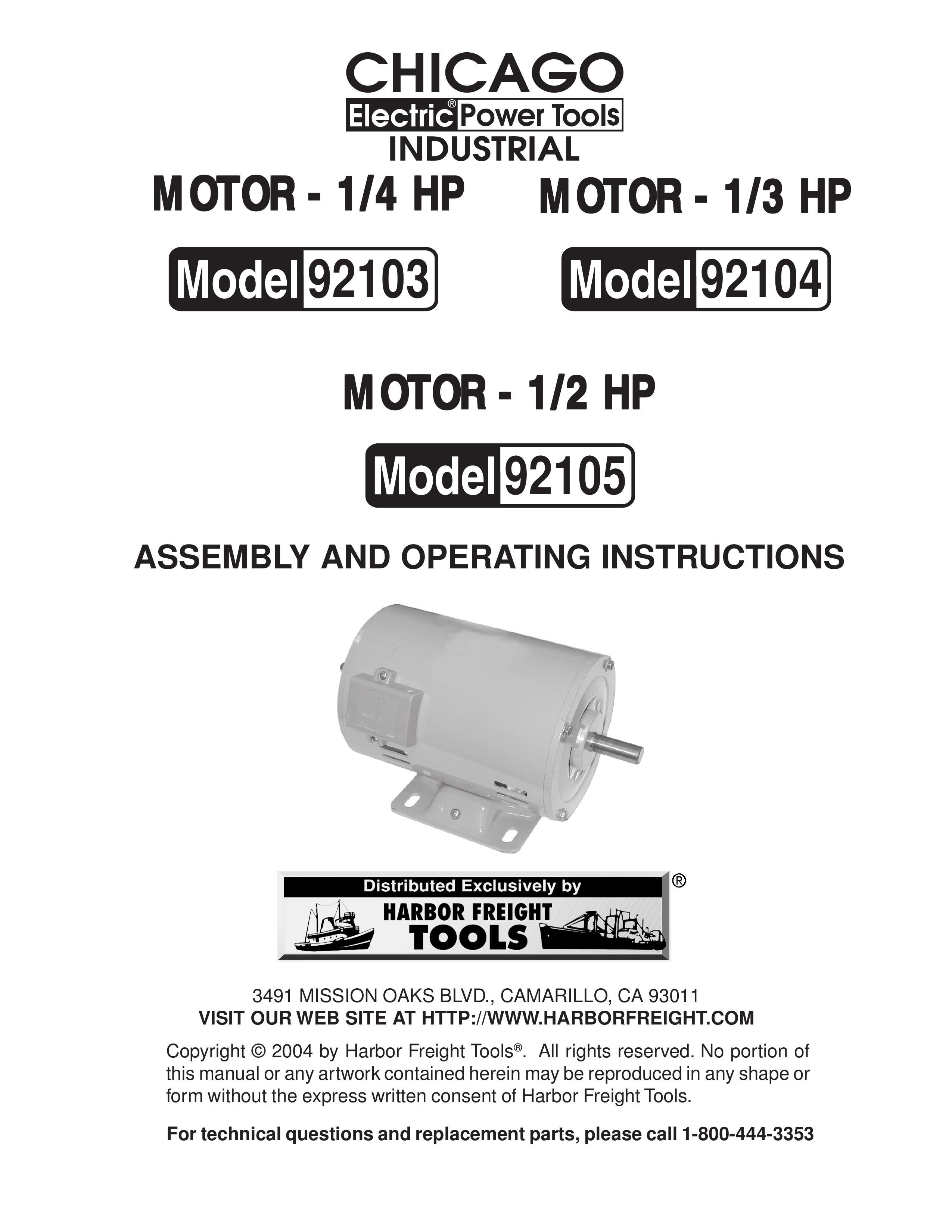 Harbor Freight Tools 92104 Outboard Motor User Manual