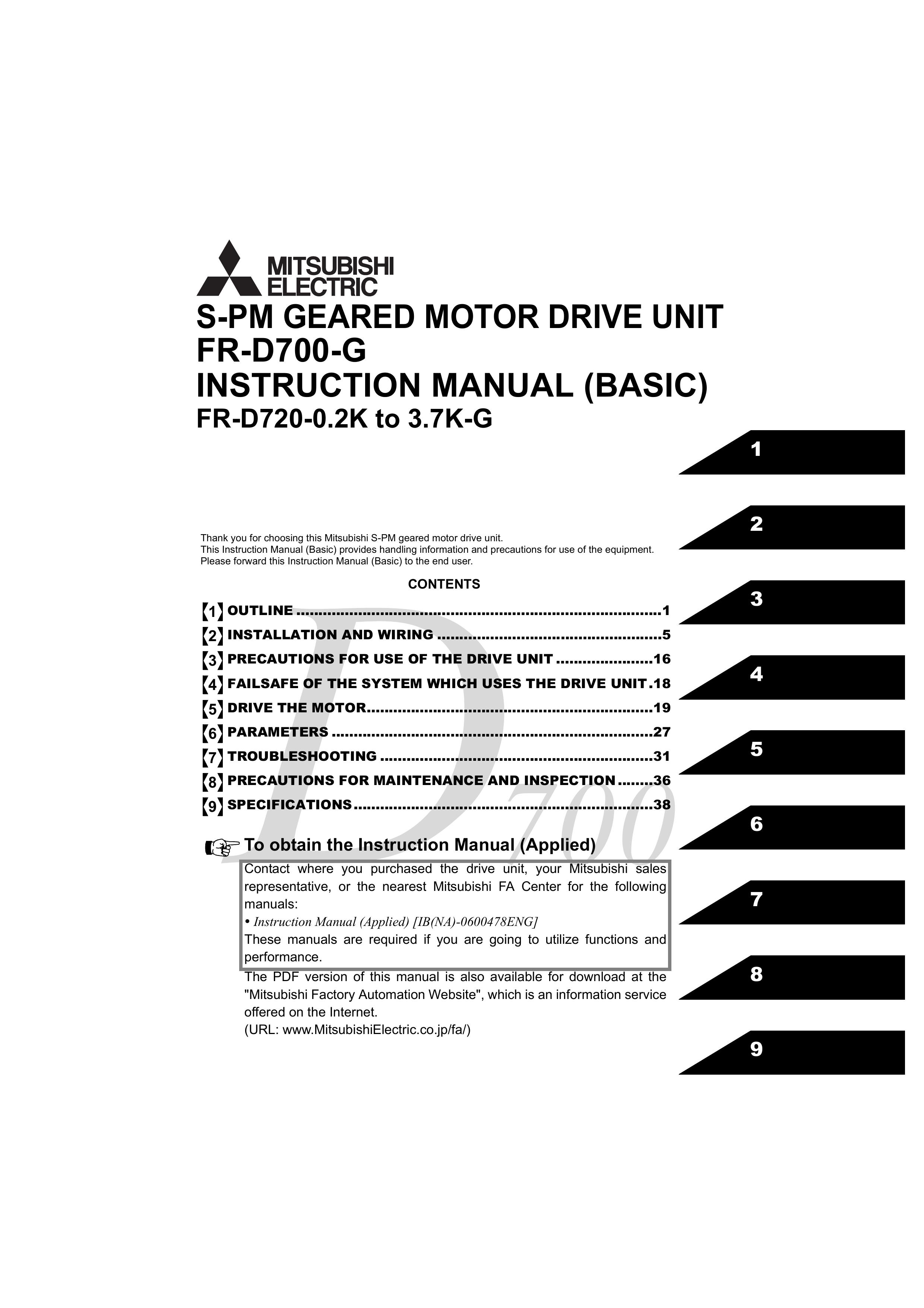 Mitsubishi Electronics FR-D700-G Outboard Motor User Manual
