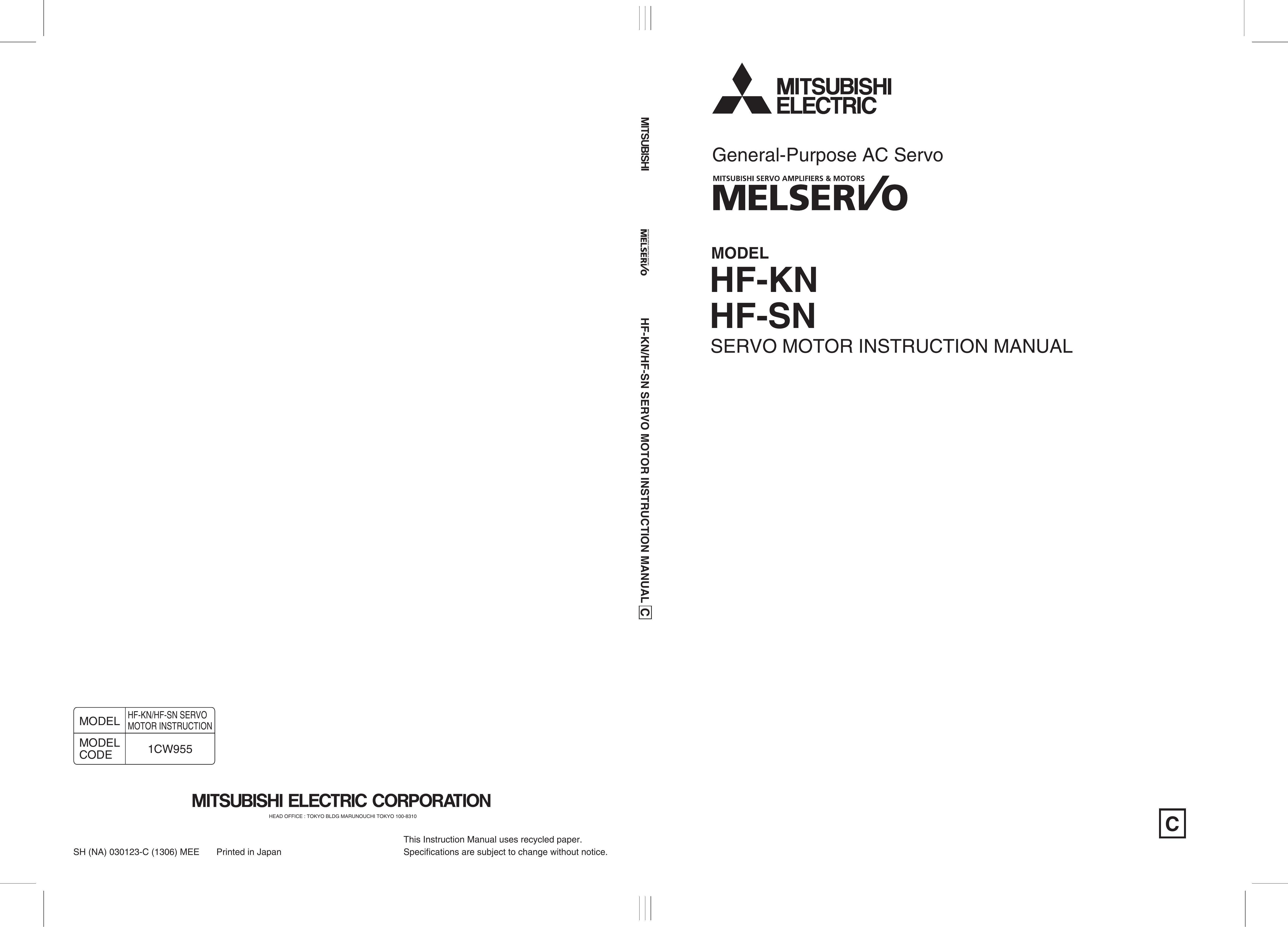 Mitsubishi Electronics HF-SN Outboard Motor User Manual
