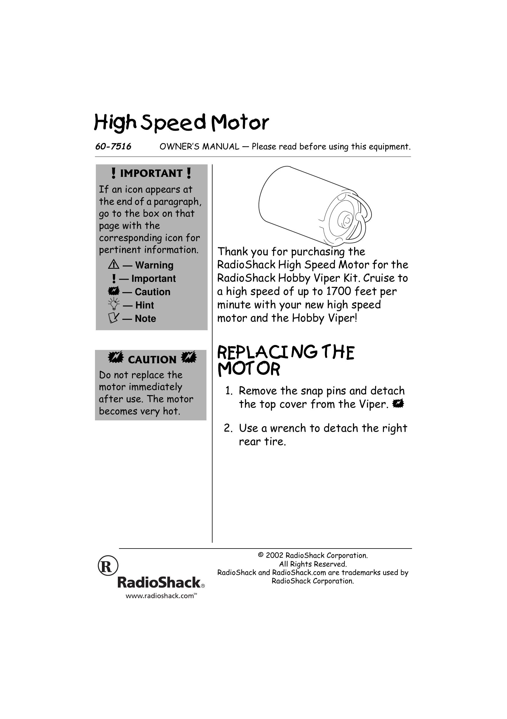 Radio Shack 60-7516 Outboard Motor User Manual