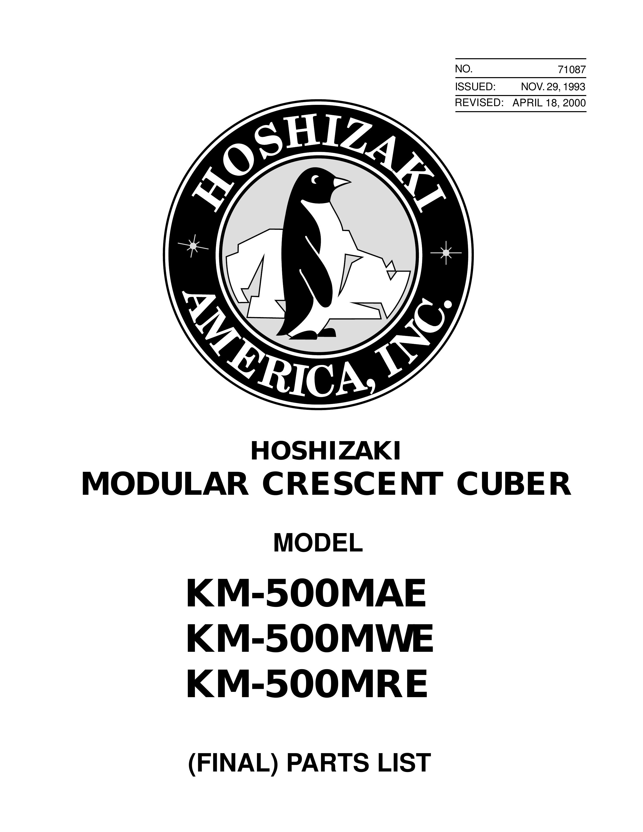 Hoshizaki KM-500MAE Scuba Diving Equipment User Manual