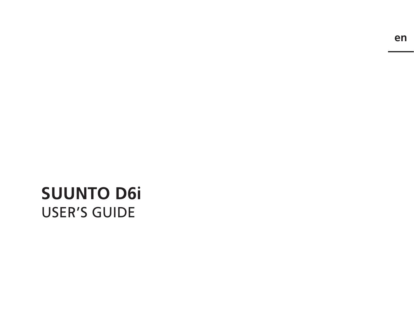 Suunto D6I Scuba Diving Equipment User Manual