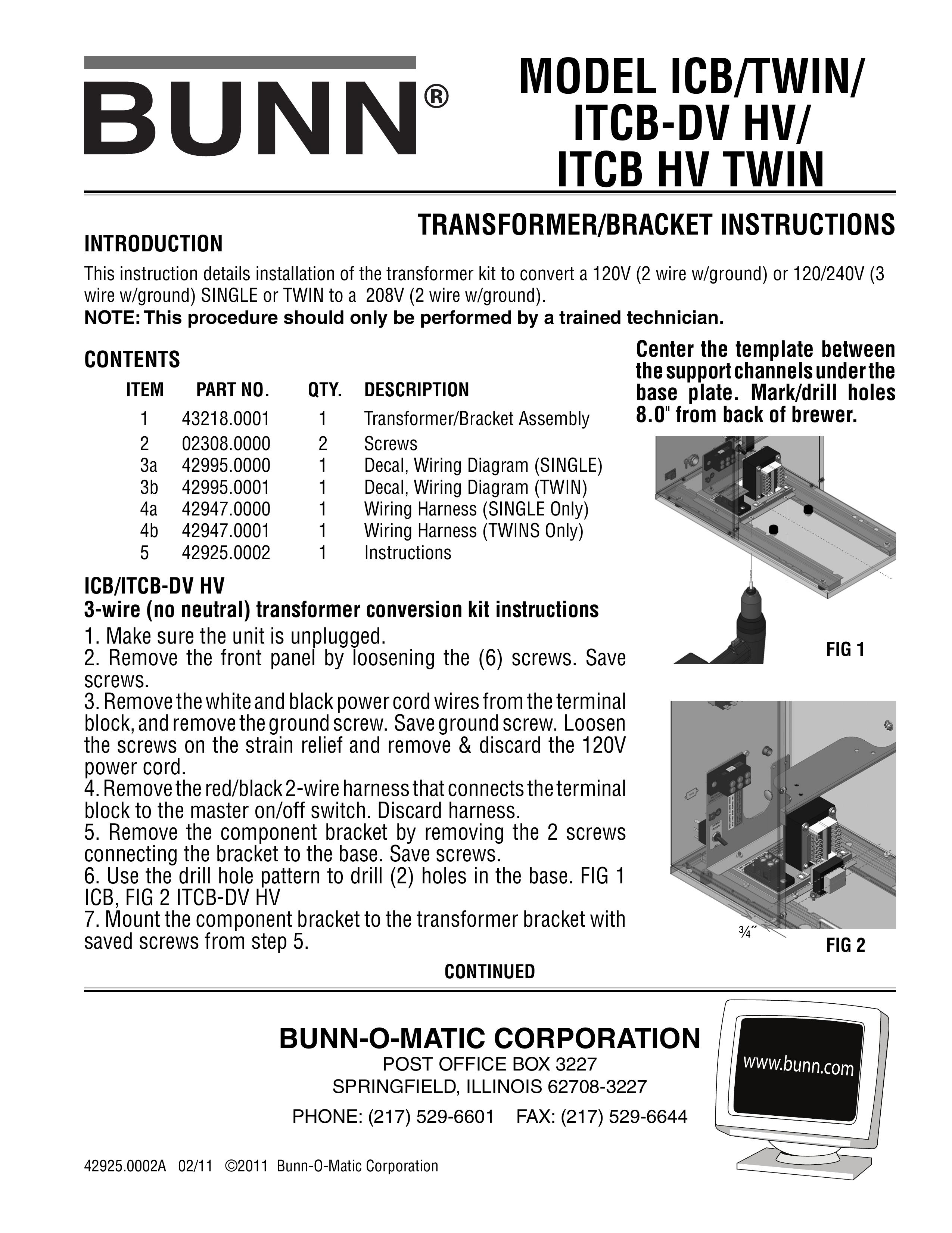 Bunn ITCB-DV HV SONAR User Manual