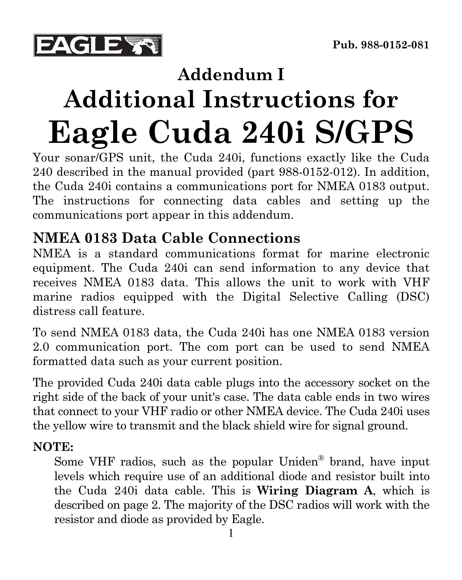 Eagle Electronics 240I S SONAR User Manual