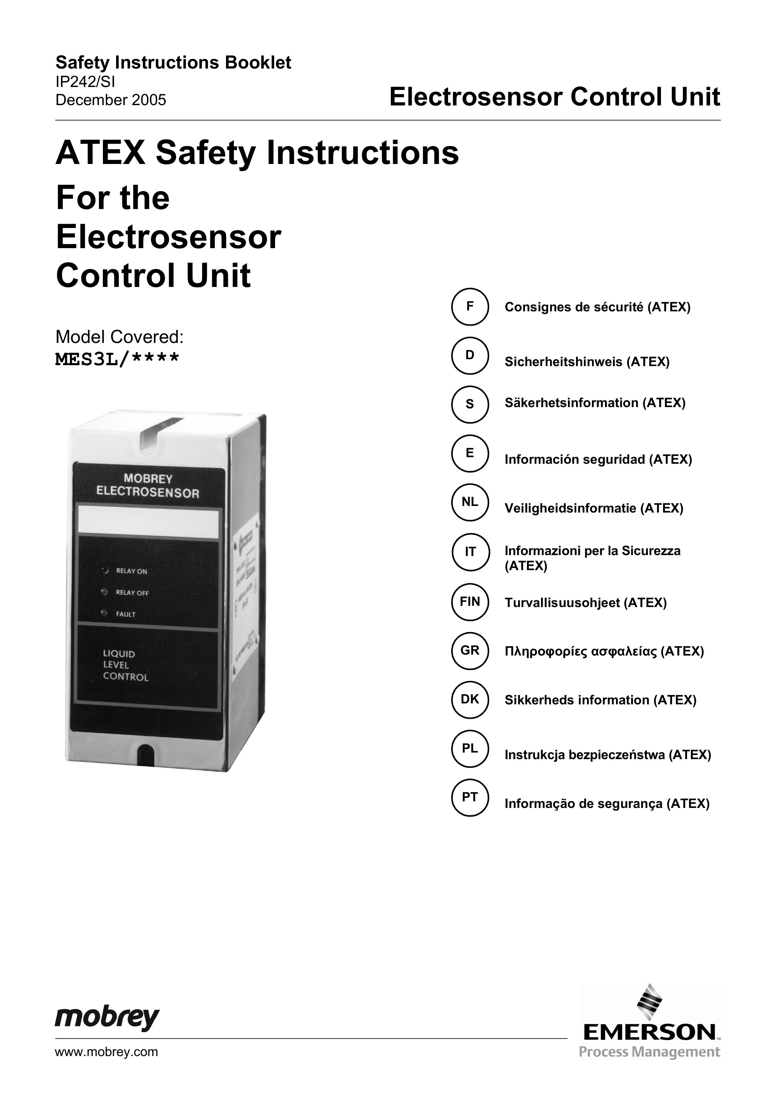 Emerson Process Management MES3L SONAR User Manual