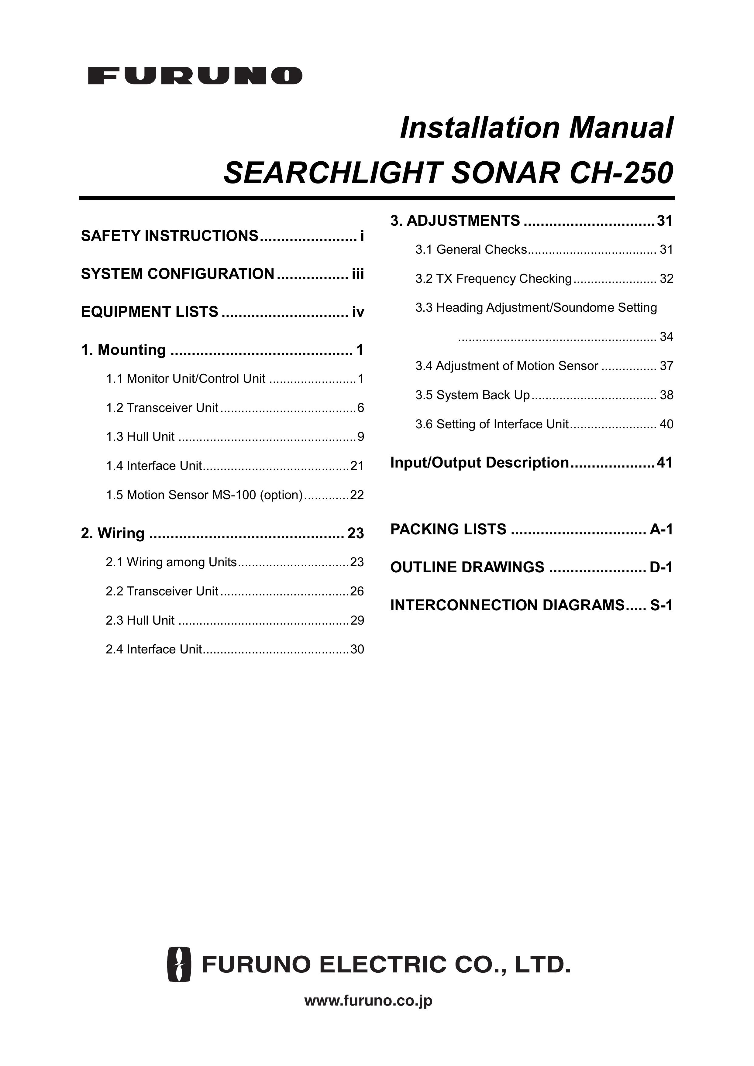 Furuno CH-250 SONAR User Manual