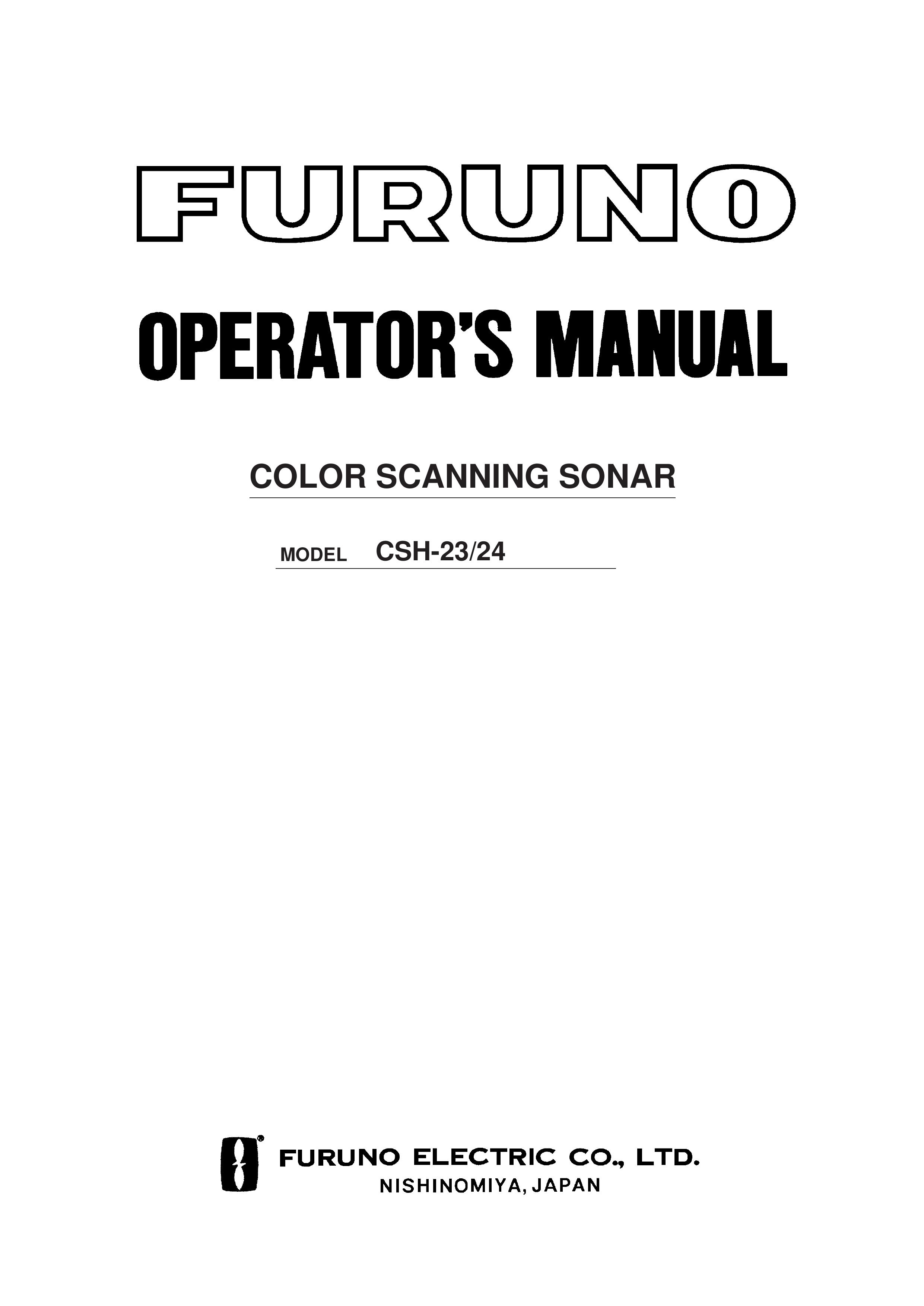 Furuno CSH-23/24 SONAR User Manual